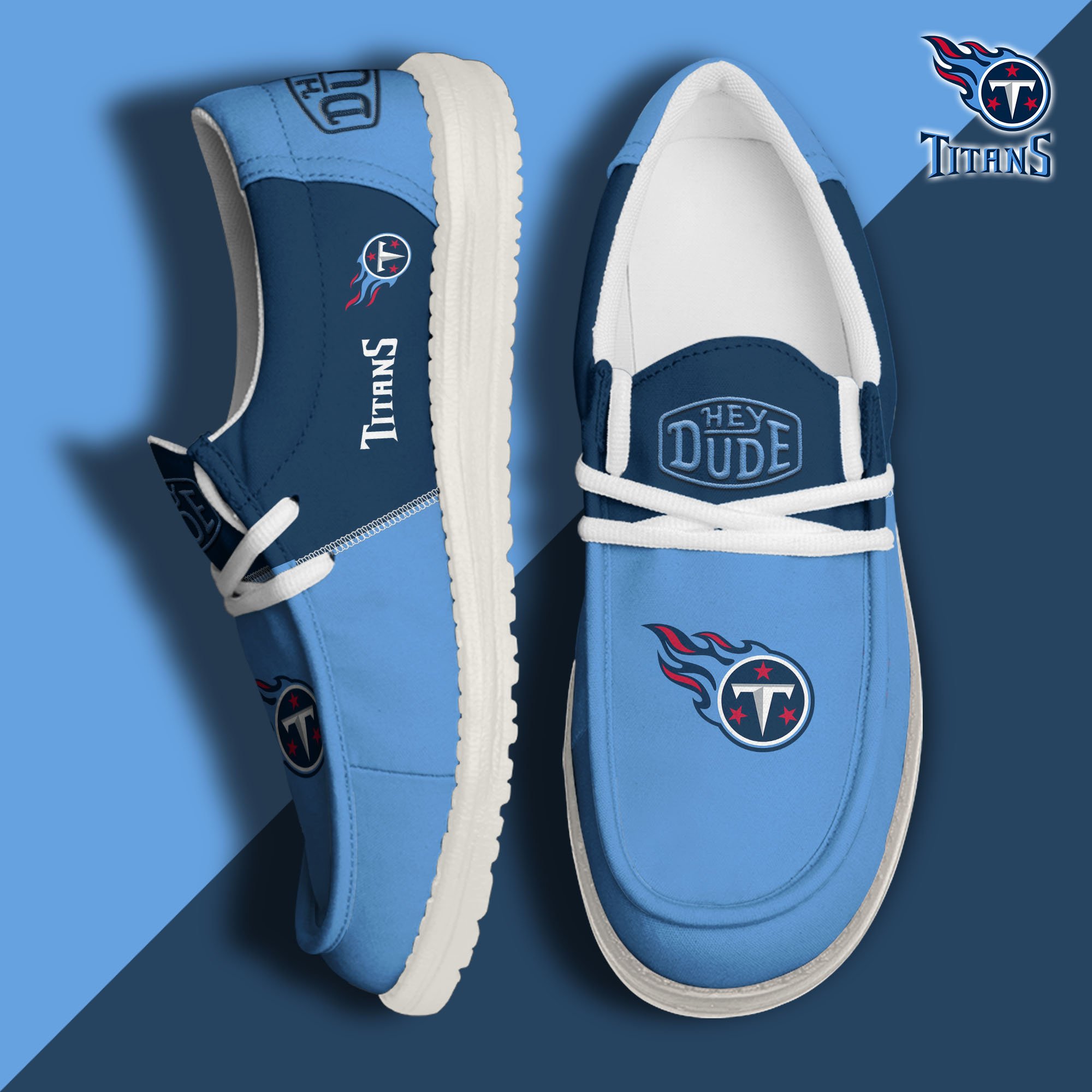 Tennessee Titans Football Hey Dude Canvas Loafer Shoes Custom Your Name, Sport Shoes For Fan, Fan Gifts EHIVM-60931