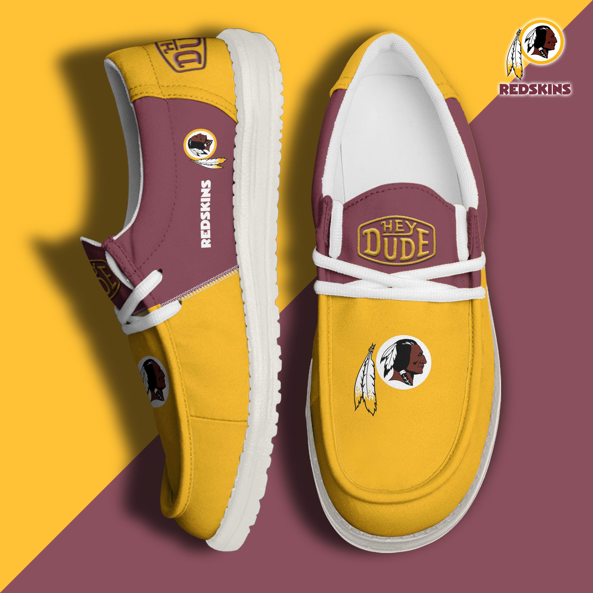 Washington Redskins Football Hey Dude Canvas Loafer Shoes Custom Your Name, Sport Shoes For Fan, Fan Gifts EHIVM-60931