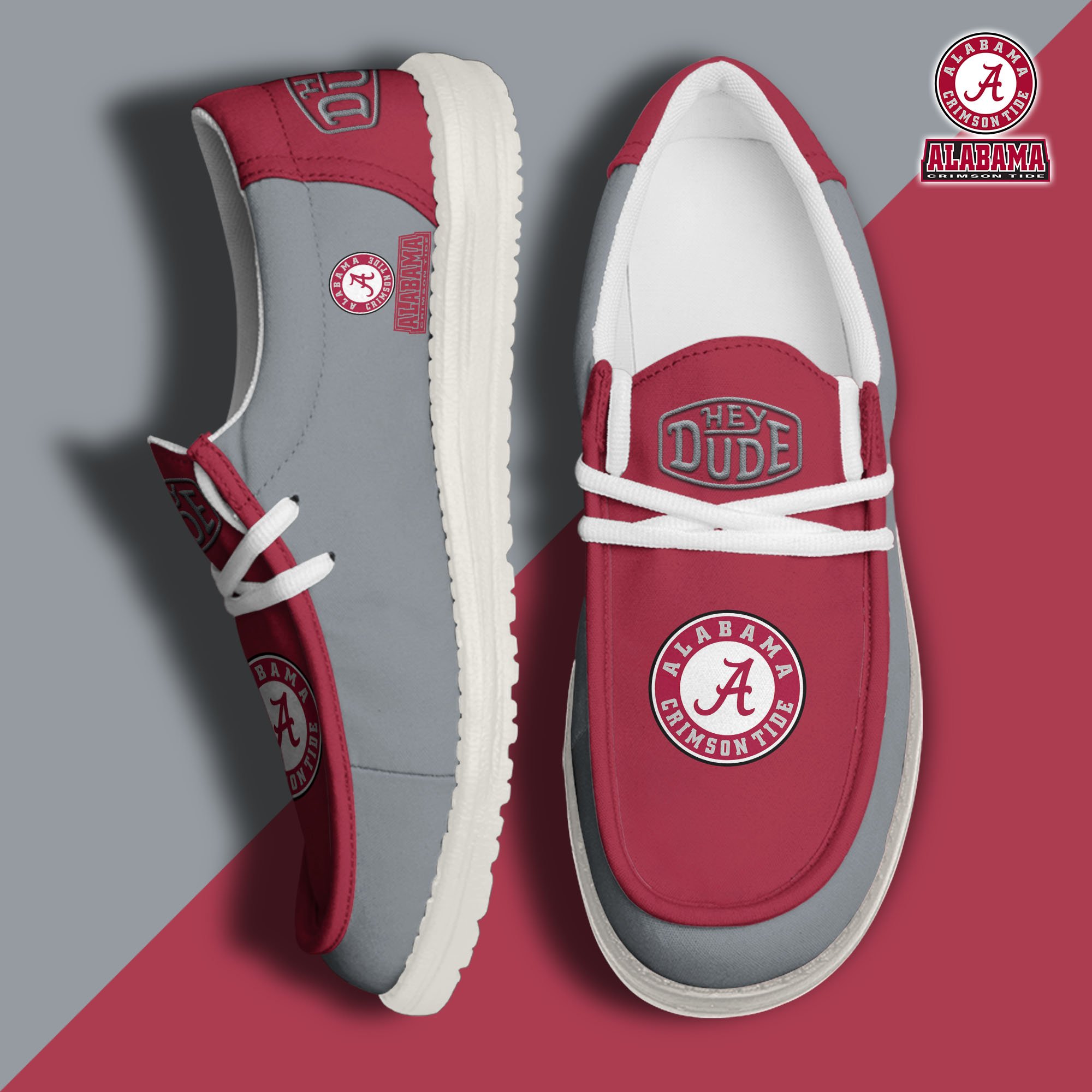 Alabama Crimson Tide Football Hey Dude Canvas Loafer Shoes, Sport Shoes For Fan, Fan Gifts EHIVM-60959