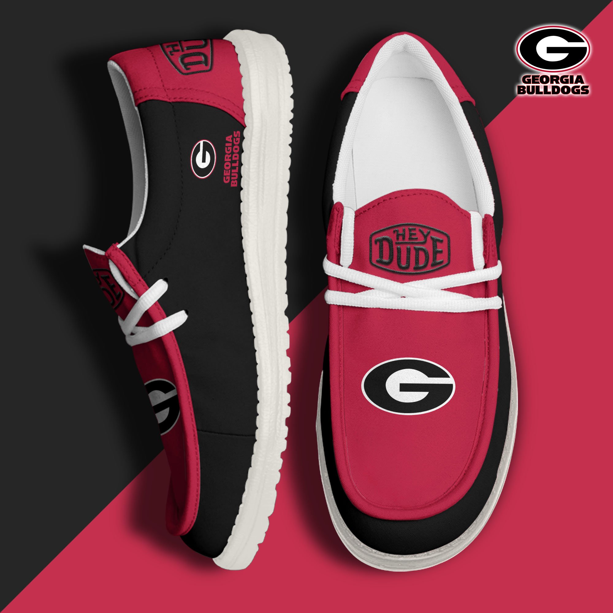 Georgia Bulldogs Football Hey Dude Canvas Loafer Shoes, Sport Shoes For Fan, Fan Gifts EHIVM-60959