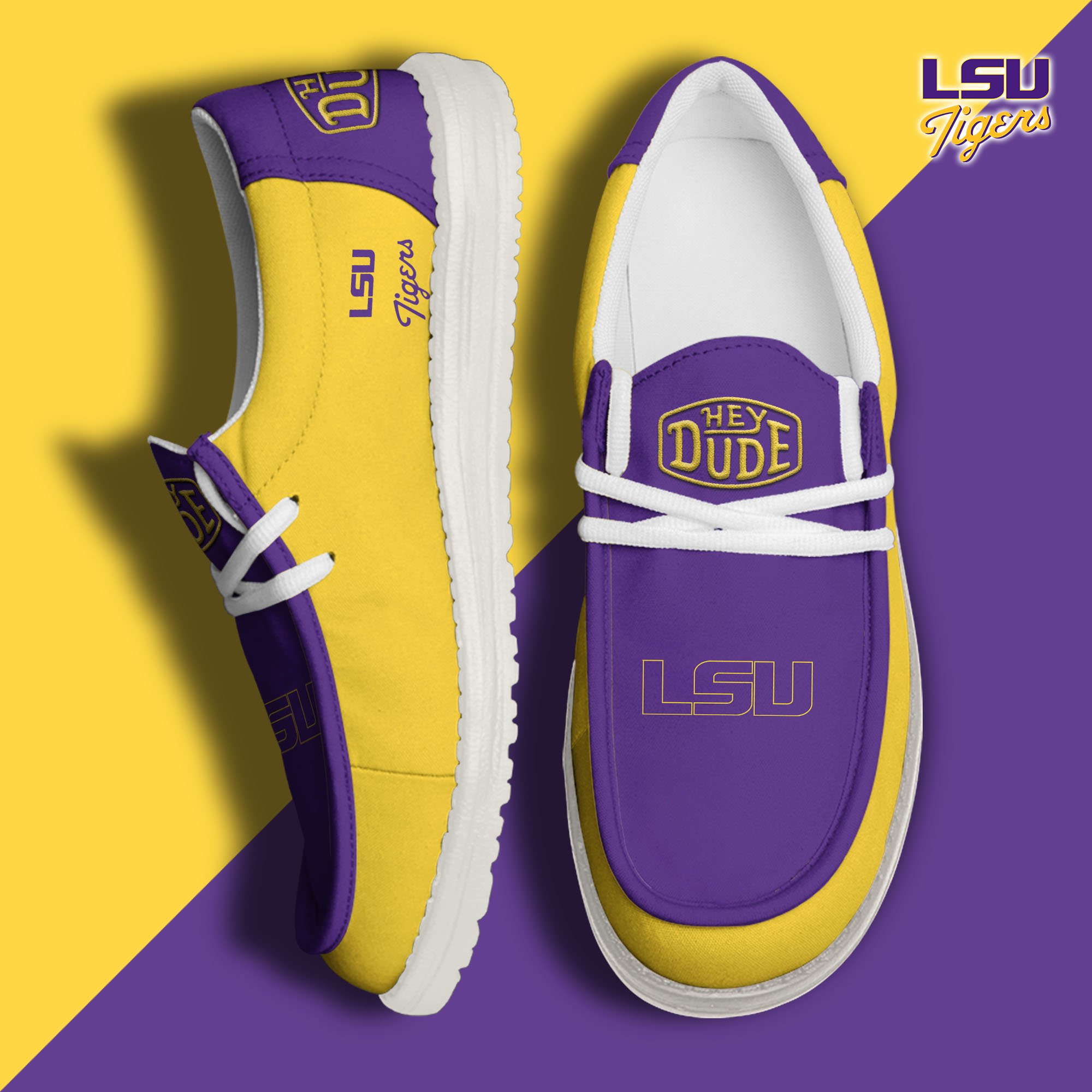 LSU TIGERS Football Hey Dude Canvas Loafer Shoes, Sport Shoes For Fan, Fan Gifts EHIVM-60959