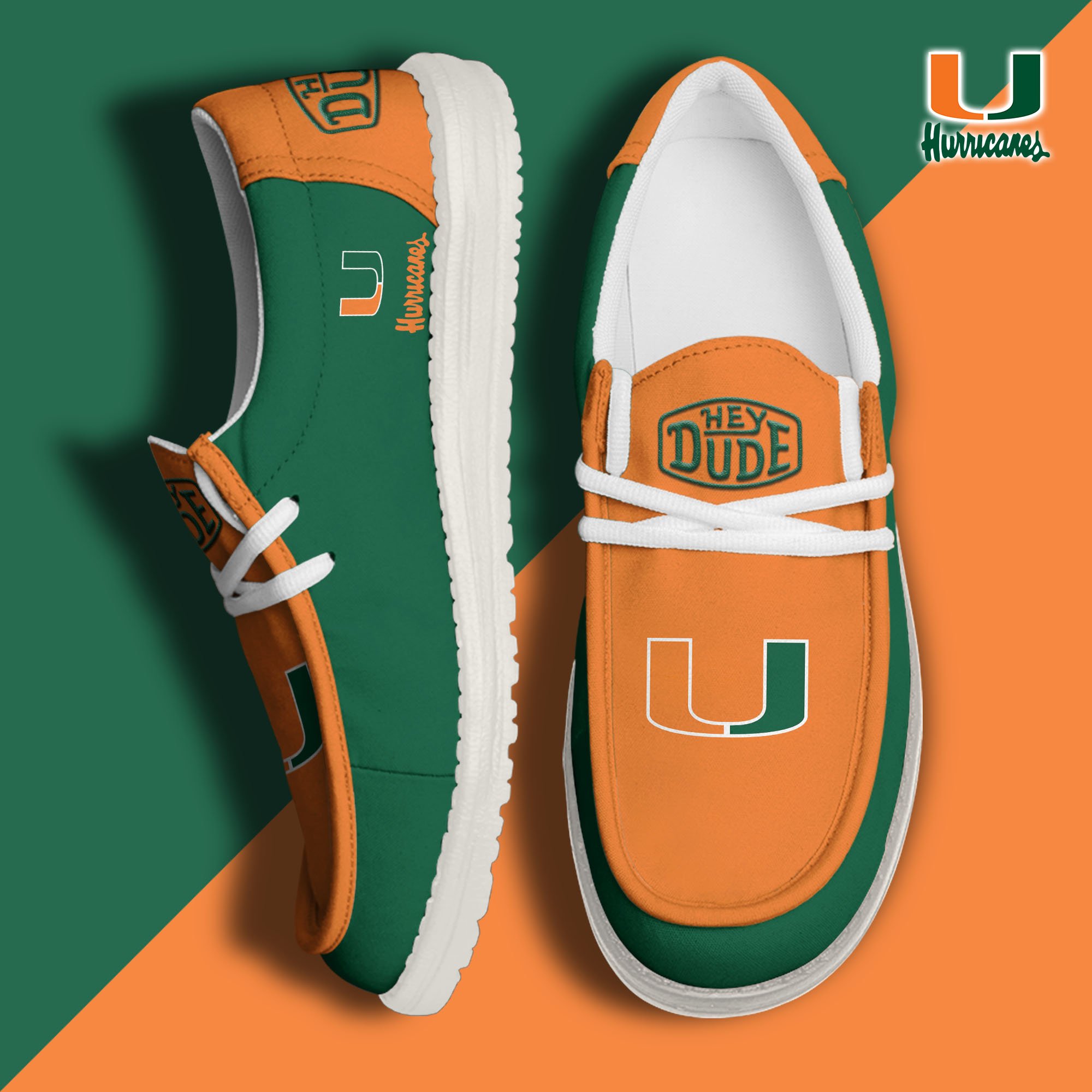 Miami Hurricanes Football Hey Dude Canvas Loafer Shoes, Sport Shoes For Fan, Fan Gifts EHIVM-60959