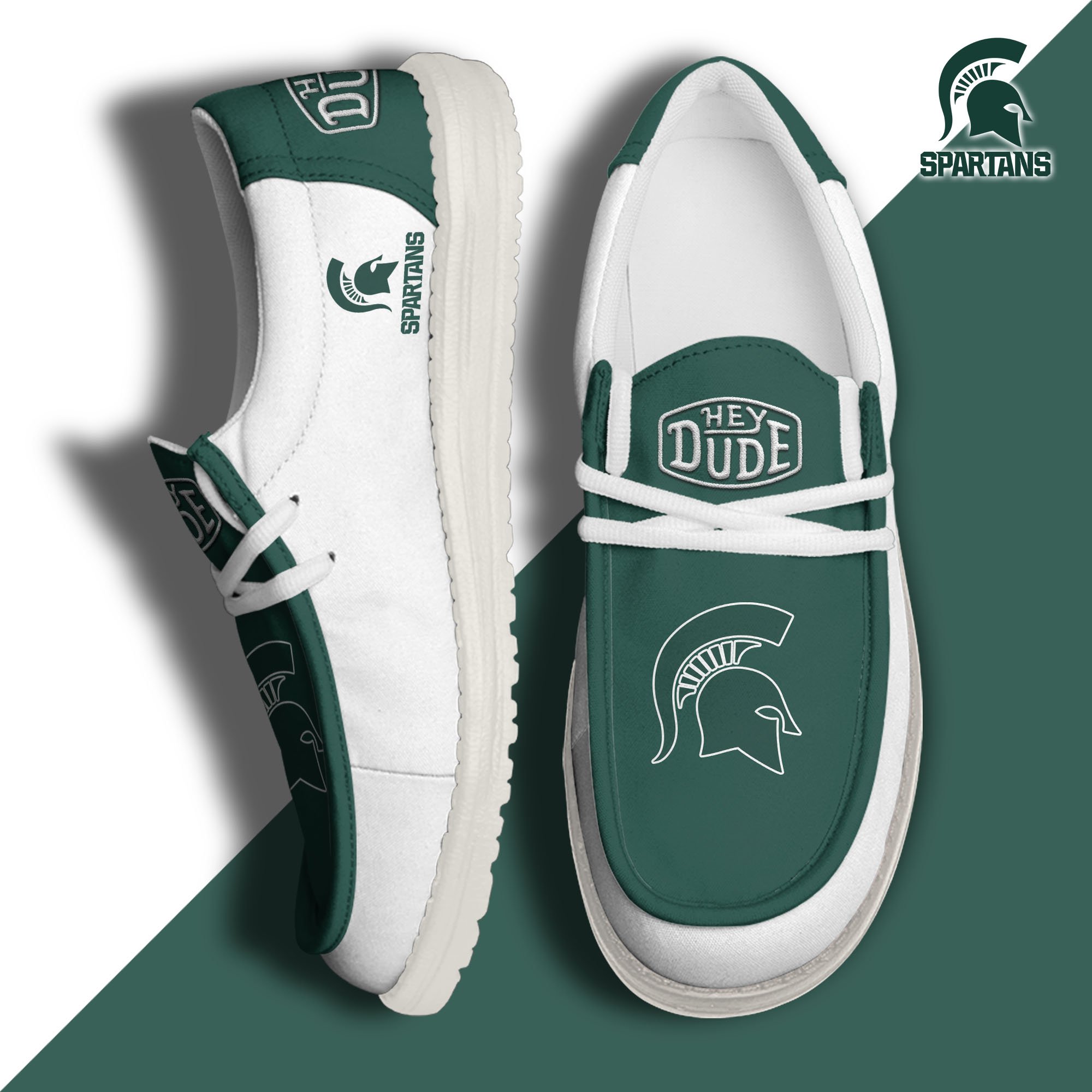 Michigan State Spartans Football Hey Dude Canvas Loafer Shoes, Sport Shoes For Fan, Fan Gifts EHIVM-60959