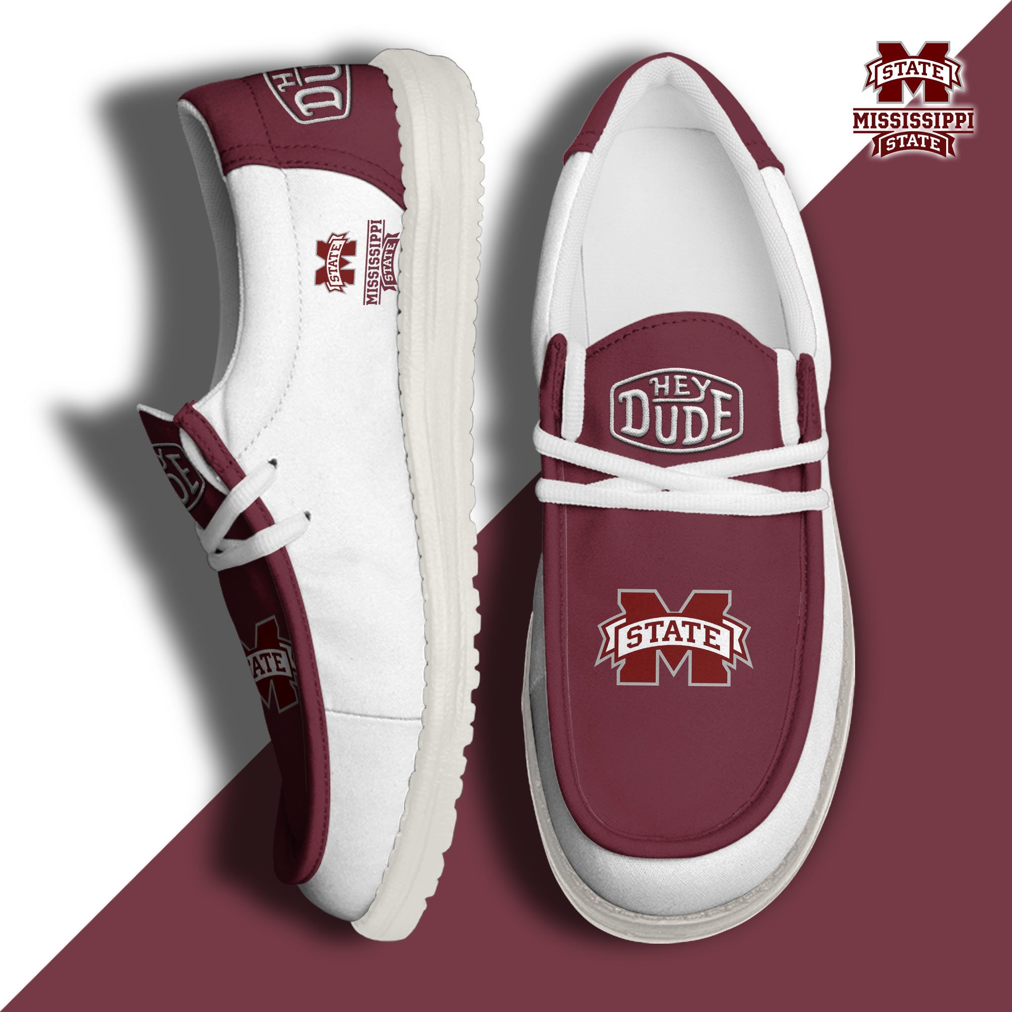 Mississippi State Bulldogs Football Hey Dude Canvas Loafer Shoes, Sport Shoes For Fan, Fan Gifts EHIVM-60959