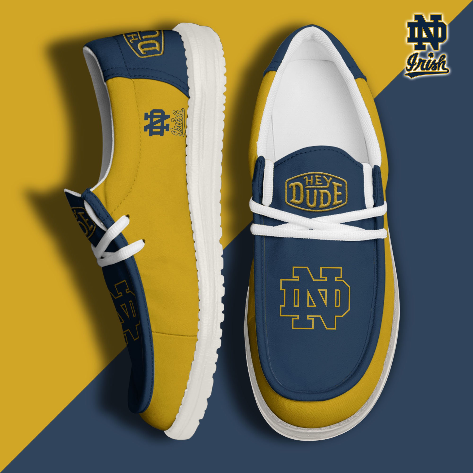 Notre Dame Fighting Irish Football Hey Dude Canvas Loafer Shoes, Sport Shoes For Fan, Fan Gifts EHIVM-60959