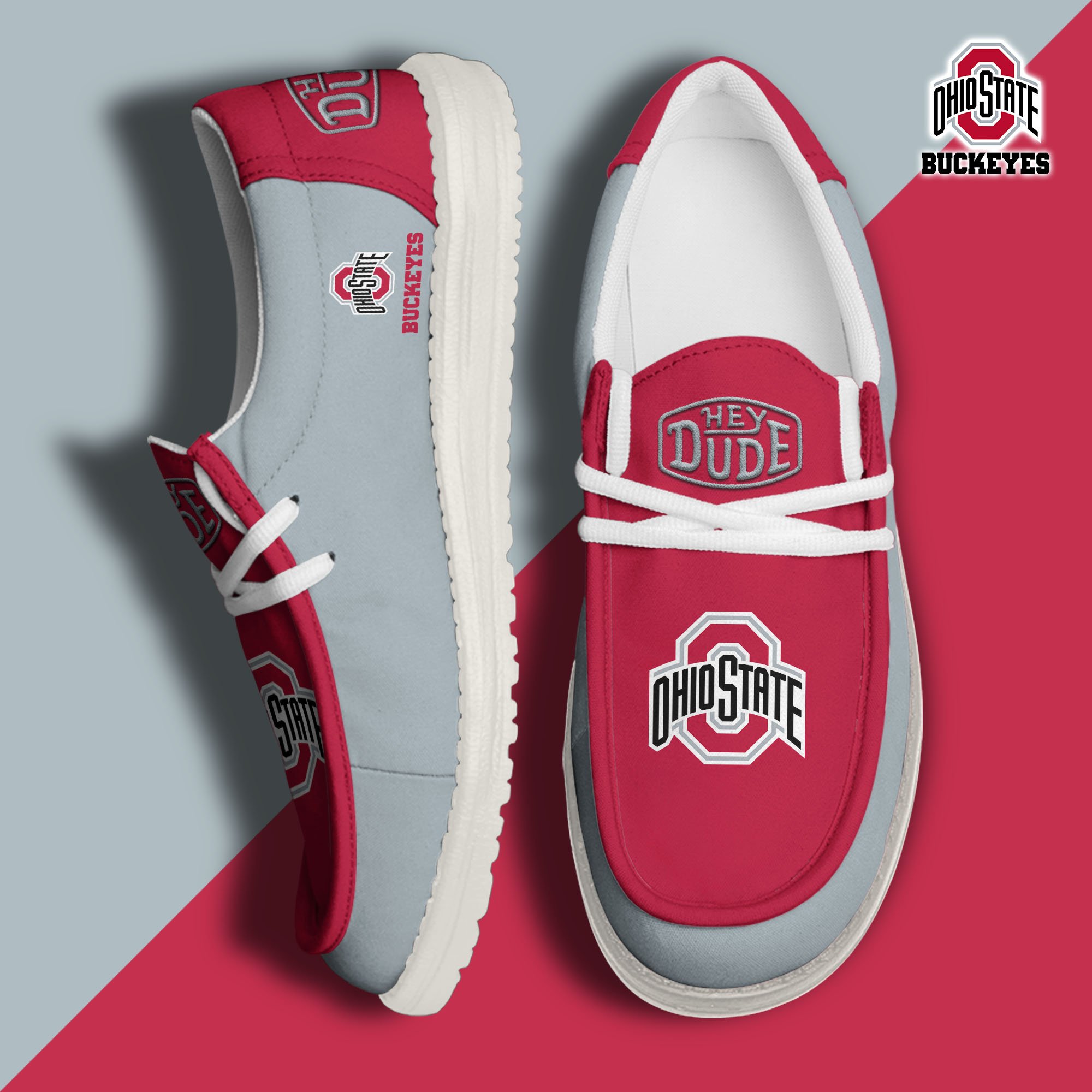 Ohio State Buckeyes Football Hey Dude Canvas Loafer Shoes, Sport Shoes For Fan, Fan Gifts EHIVM-60959