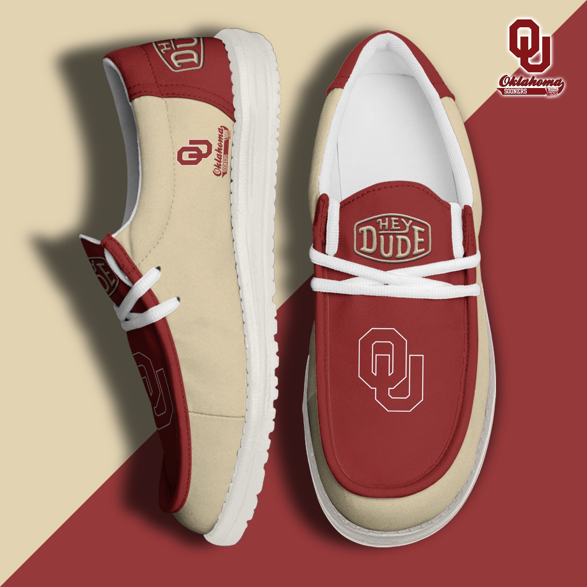 Oklahoma Sooners Football Hey Dude Canvas Loafer Shoes, Sport Shoes For Fan, Fan Gifts EHIVM-60959