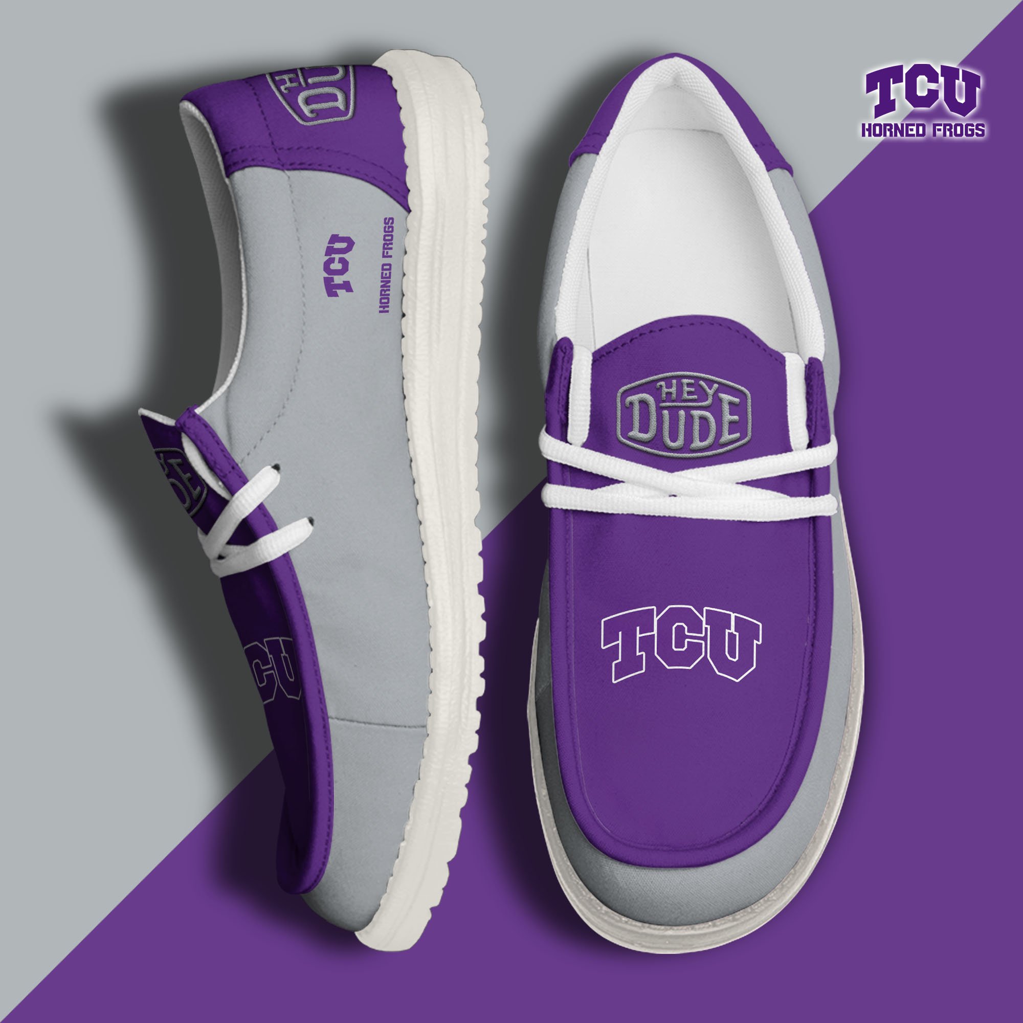 TCU Horned Frogs Football Hey Dude Canvas Loafer Shoes, Sport Shoes For Fan, Fan Gifts EHIVM-60959