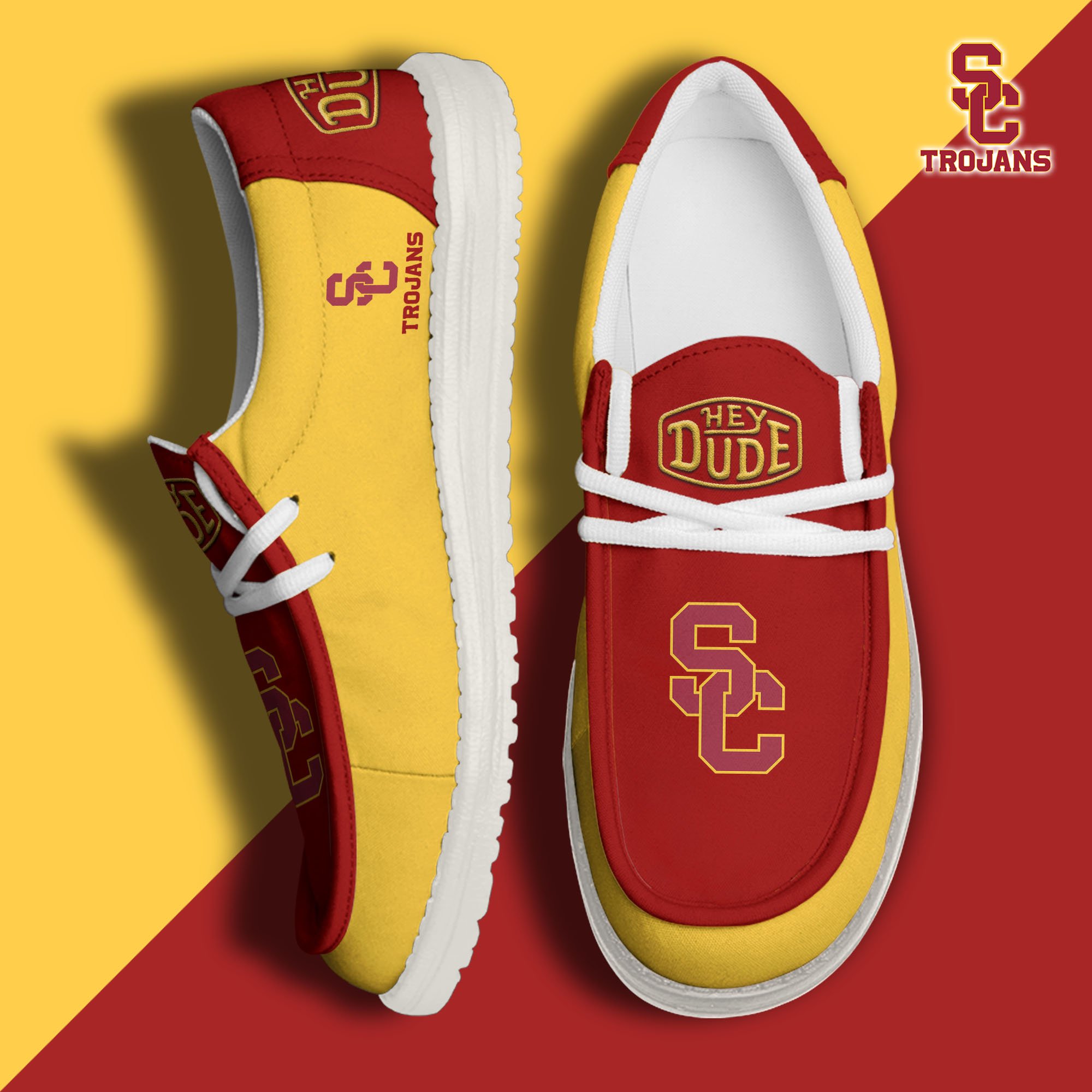 USC Trojans Football Hey Dude Canvas Loafer Shoes, Sport Shoes For Fan, Fan Gifts EHIVM-60959