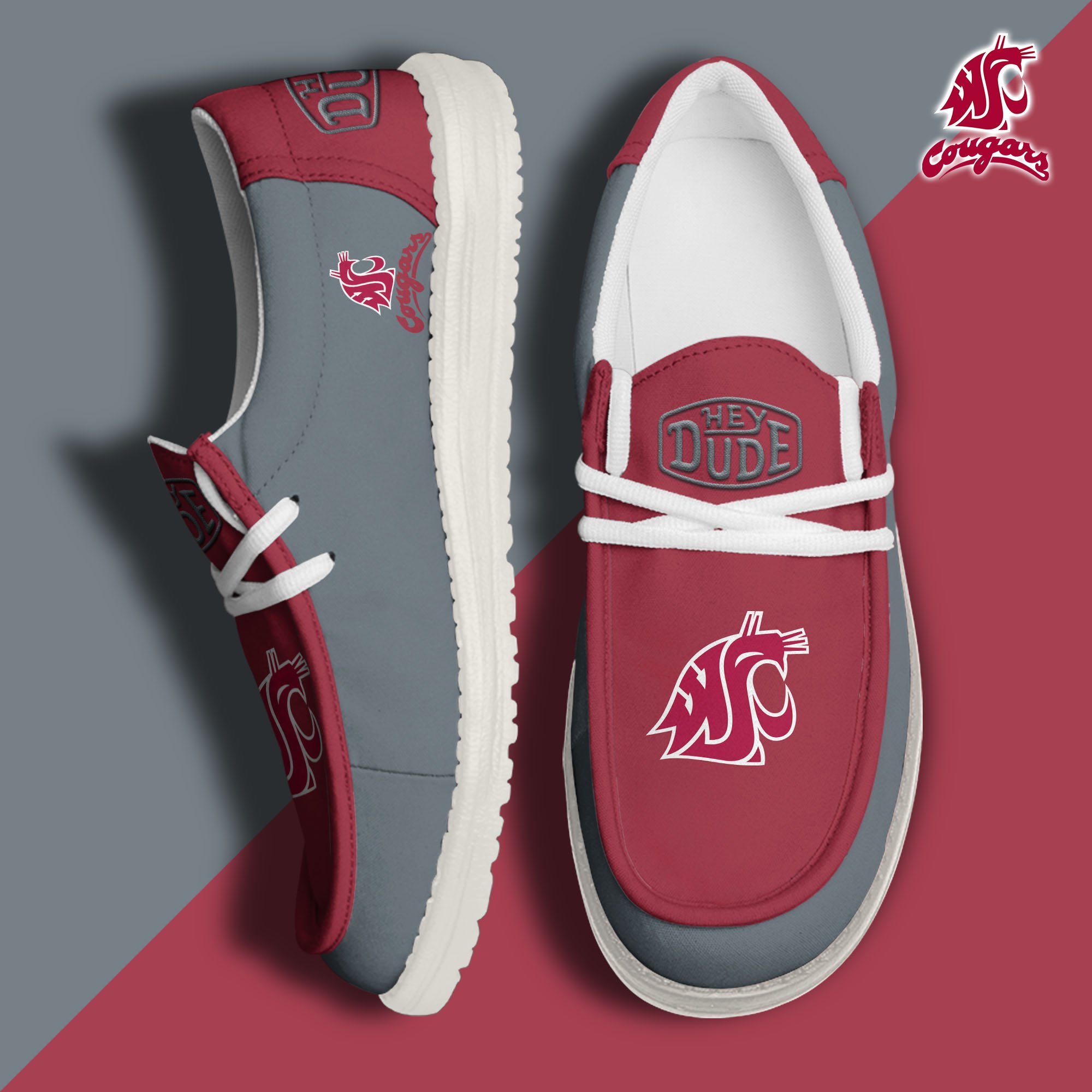 Washington State Cougars Football Hey Dude Canvas Loafer Shoes, Sport Shoes For Fan, Fan Gifts EHIVM-60959