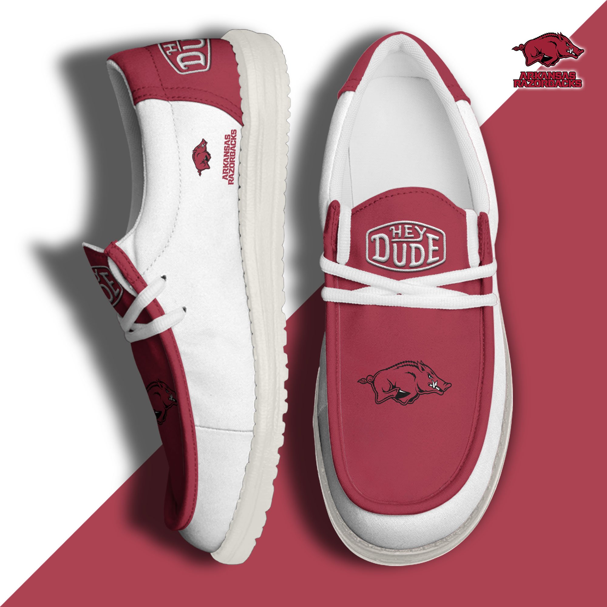 Arkansas Razorbacks Football Hey Dude Canvas Loafer Shoes, Sport Shoes For Fan, Fan Gifts EHIVM-60959