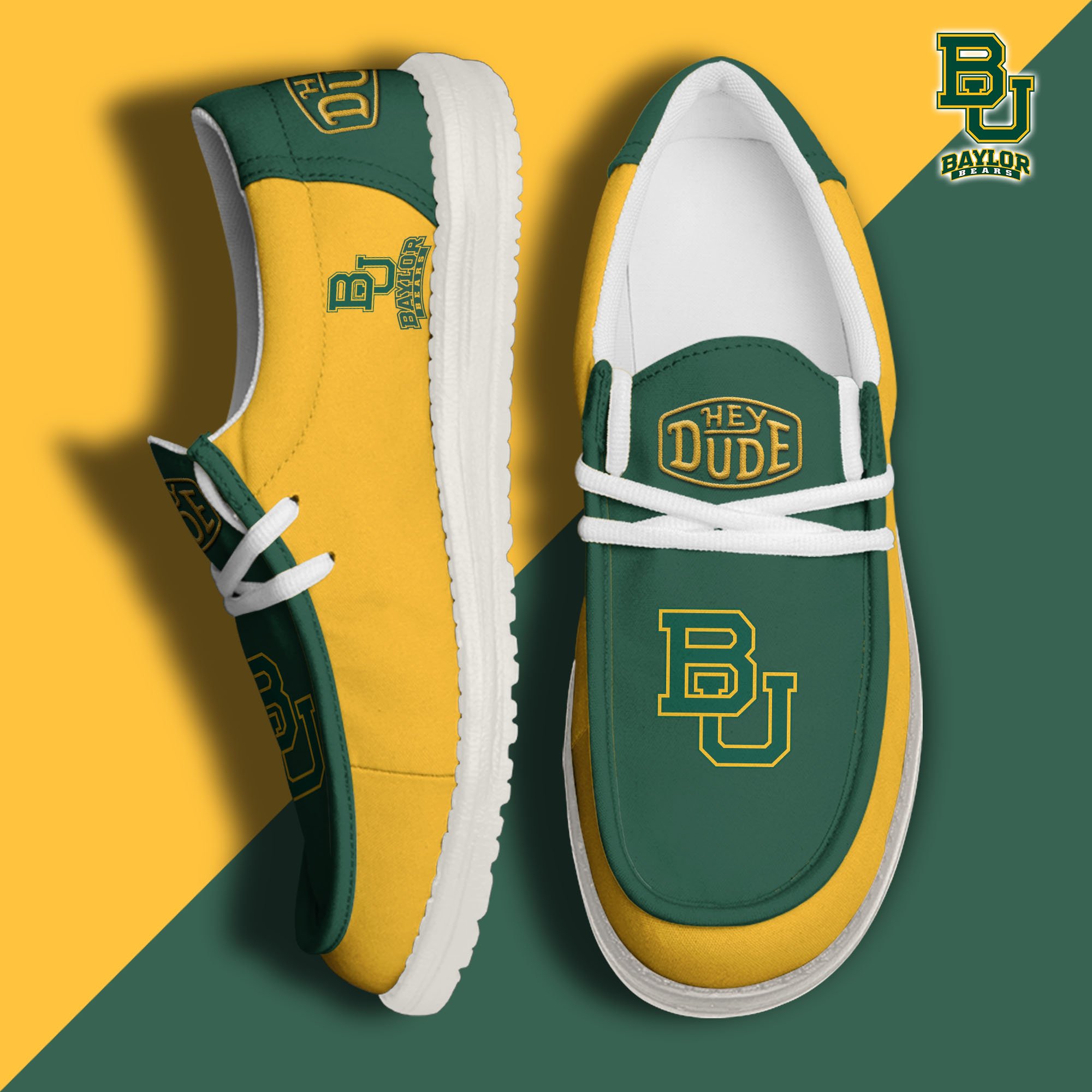 Baylor Bears Football Hey Dude Canvas Loafer Shoes, Sport Shoes For Fan, Fan Gifts EHIVM-60959