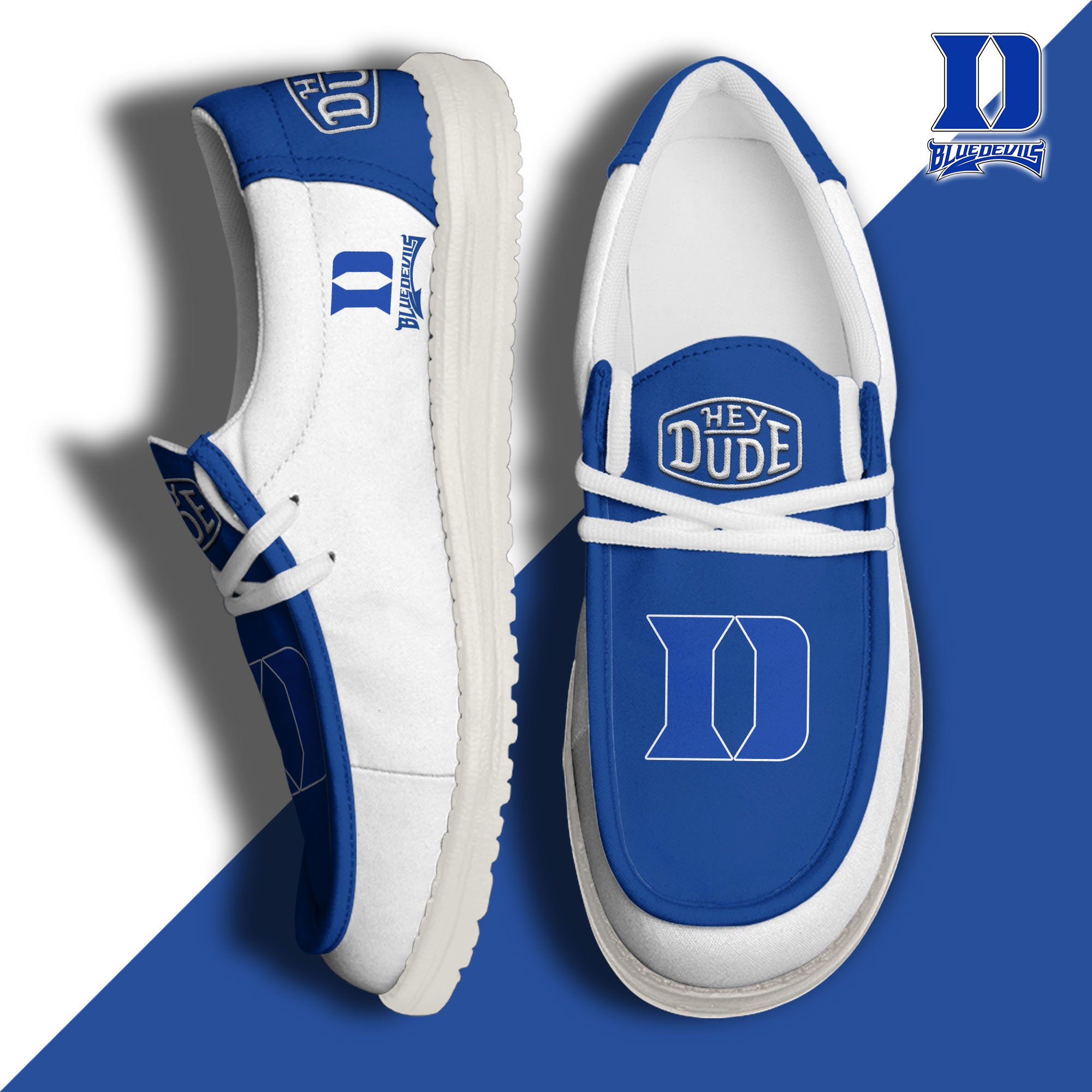 Duke Blue Devils Football Hey Dude Canvas Loafer Shoes, Sport Shoes For Fan, Fan Gifts EHIVM-60959