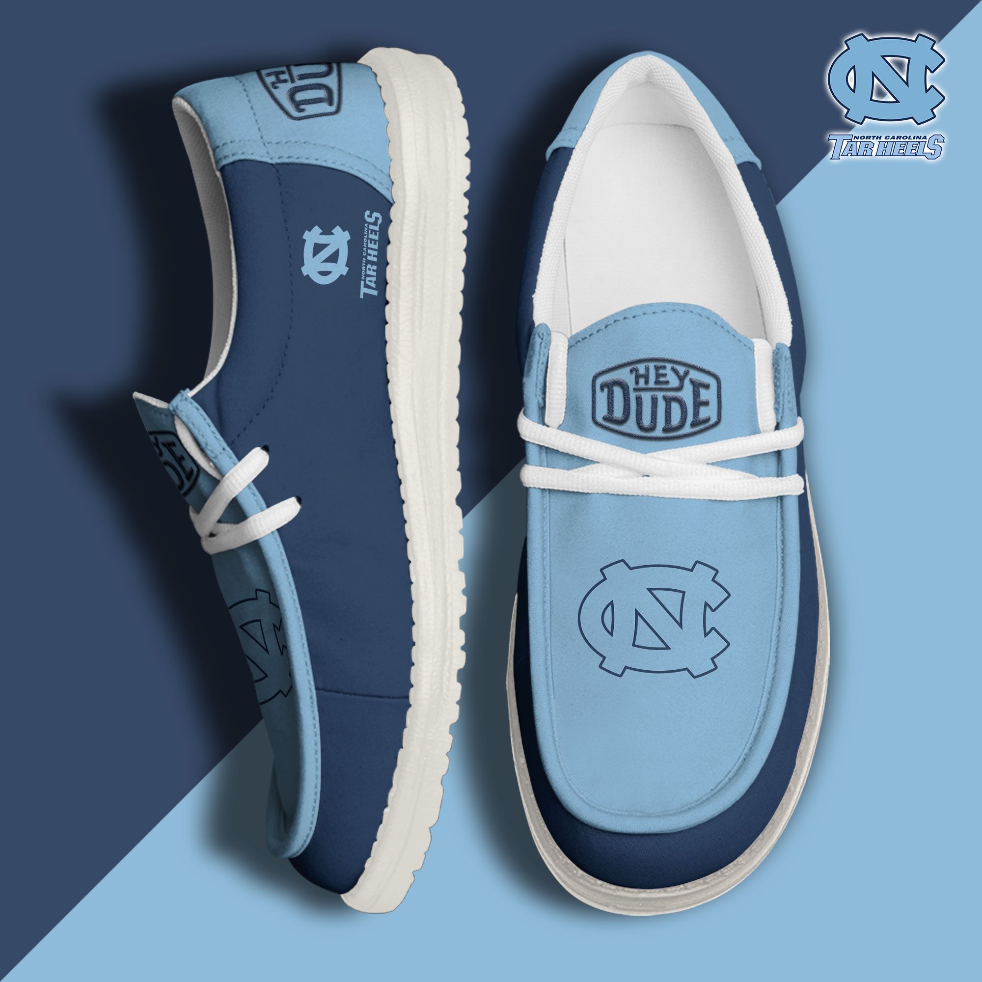 North Carolina Tar Heels Football Hey Dude Canvas Loafer Shoes, Sport Shoes For Fan, Fan Gifts EHIVM-60959