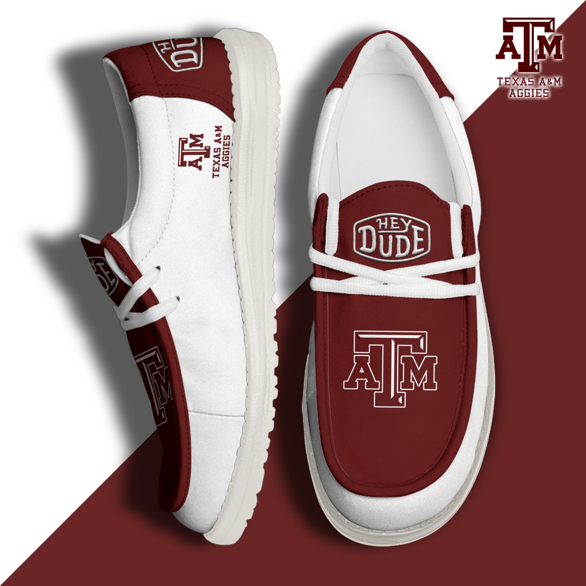 Texas A&M Aggies Football Hey Dude Canvas Loafer Shoes, Sport Shoes For Fan, Fan Gifts EHIVM-60959