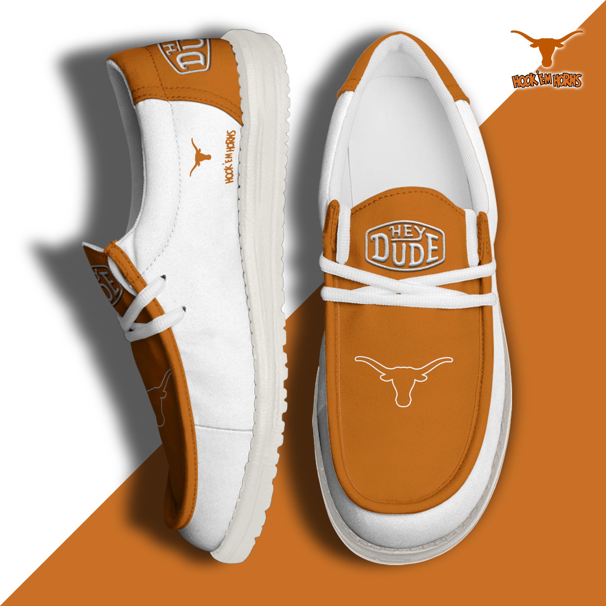 Texas Longhorns Football Hey Dude Canvas Loafer Shoes, Sport Shoes For Fan, Fan Gifts EHIVM-60959