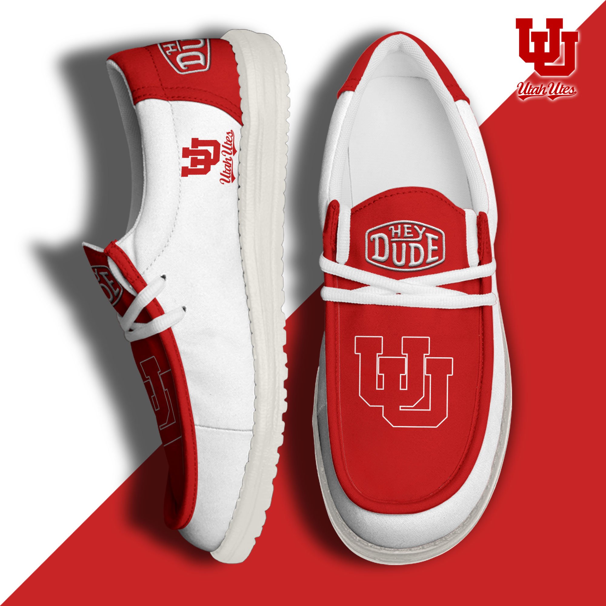 Utah Utes Football Hey Dude Canvas Loafer Shoes, Sport Shoes For Fan, Fan Gifts EHIVM-60959