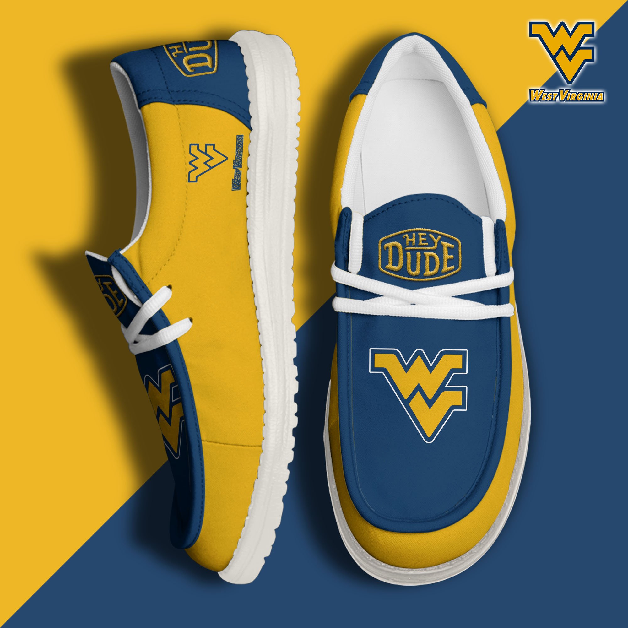 West Virginia Mountaineers Football Hey Dude Canvas Loafer Shoes, Sport Shoes For Fan, Fan Gifts EHIVM-60959