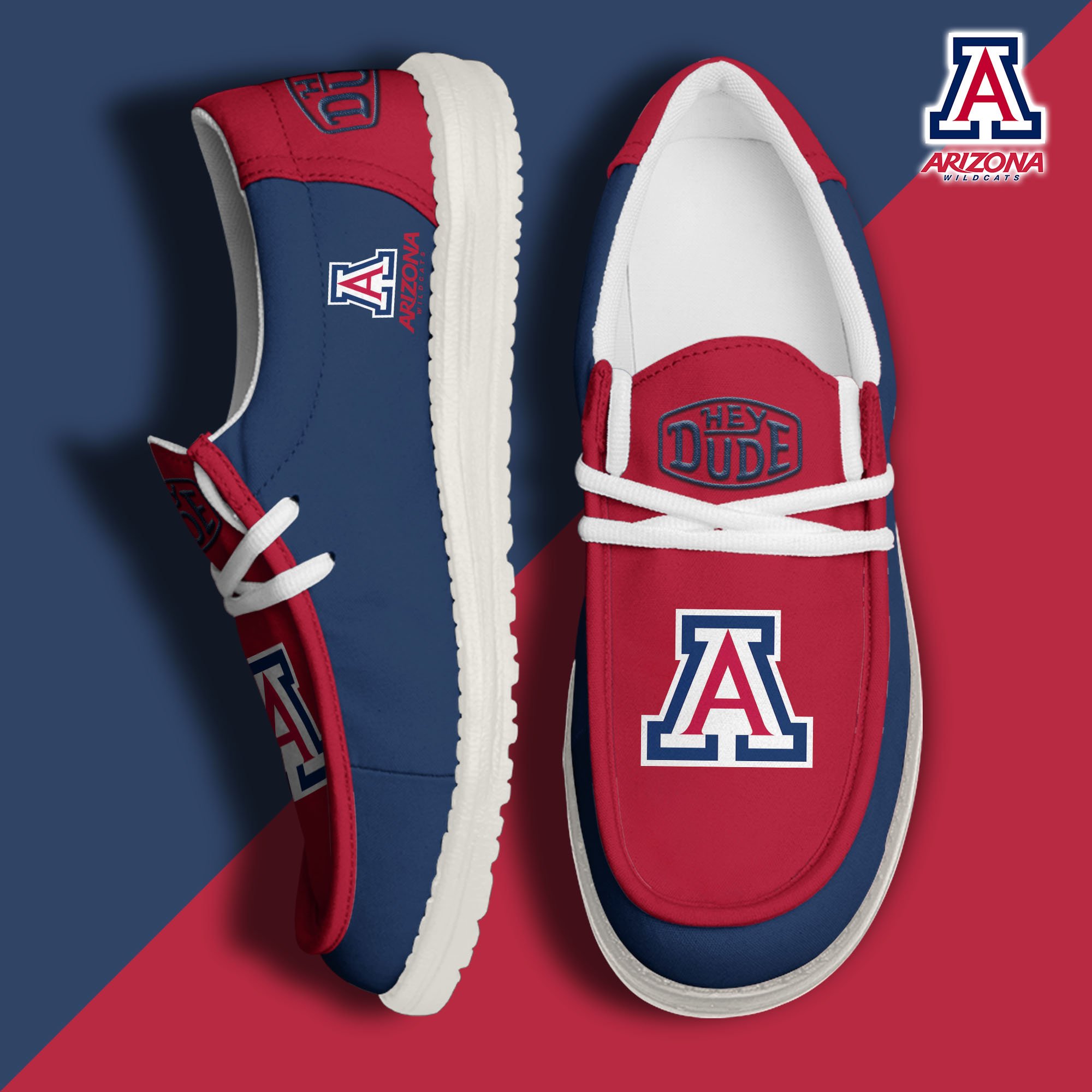 Arizona Wildcats Football Hey Dude Canvas Loafer Shoes, Sport Shoes For Fan, Fan Gifts EHIVM-60959