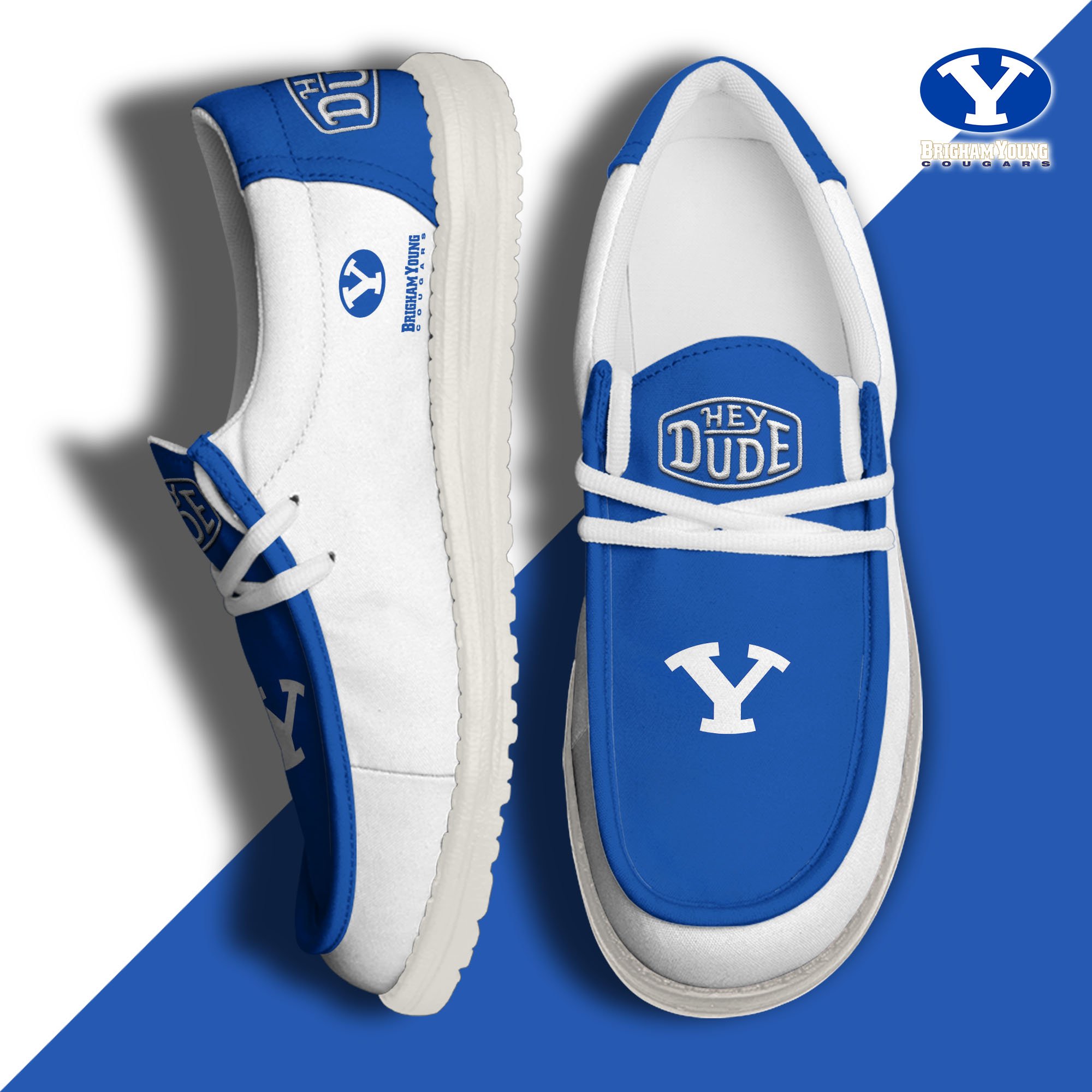 BYU Cougars Football Hey Dude Canvas Loafer Shoes, Sport Shoes For Fan, Fan Gifts EHIVM-60959