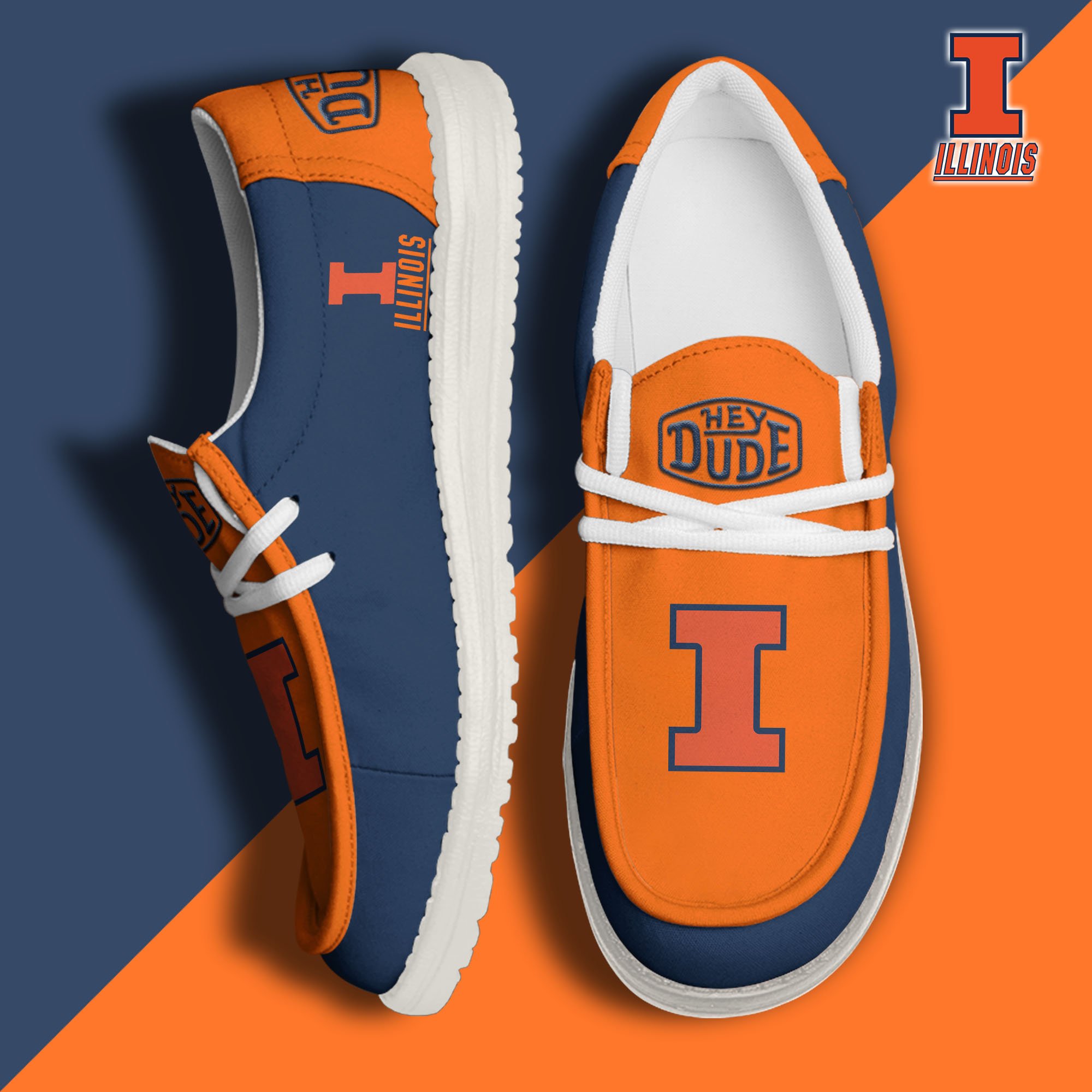 Illinois Fighting Illini Football Hey Dude Canvas Loafer Shoes, Sport Shoes For Fan, Fan Gifts EHIVM-60959