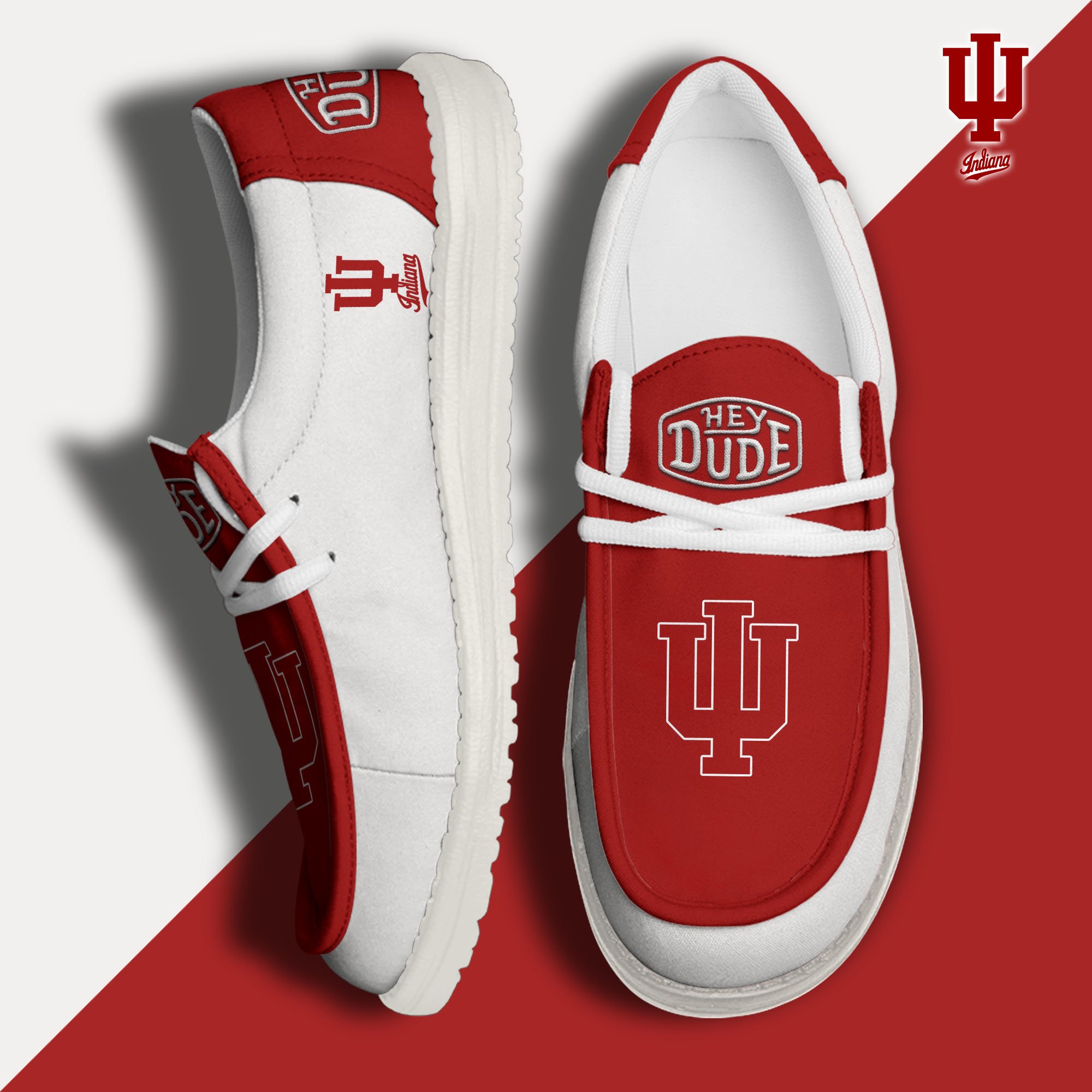 Indiana Hoosiers Football Hey Dude Canvas Loafer Shoes, Sport Shoes For Fan, Fan Gifts EHIVM-60959