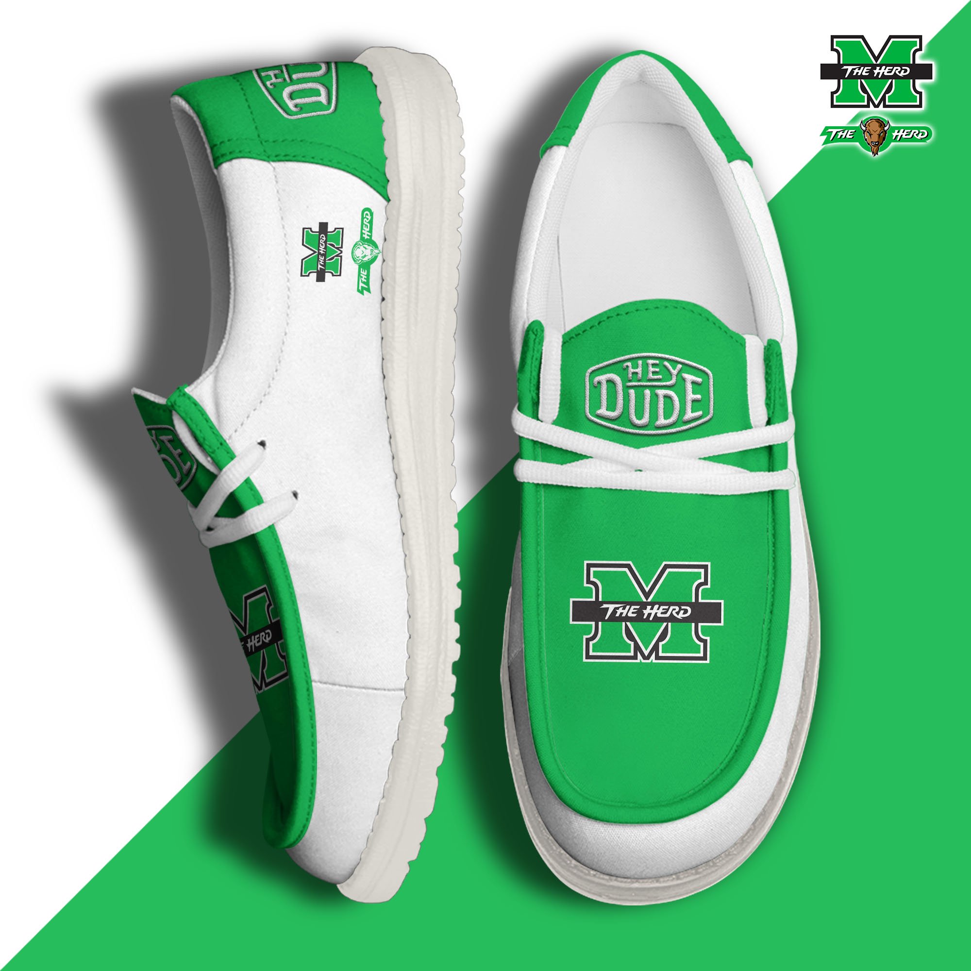 Marshall Thundering Herd Football Hey Dude Canvas Loafer Shoes, Sport Shoes For Fan, Fan Gifts EHIVM-60959