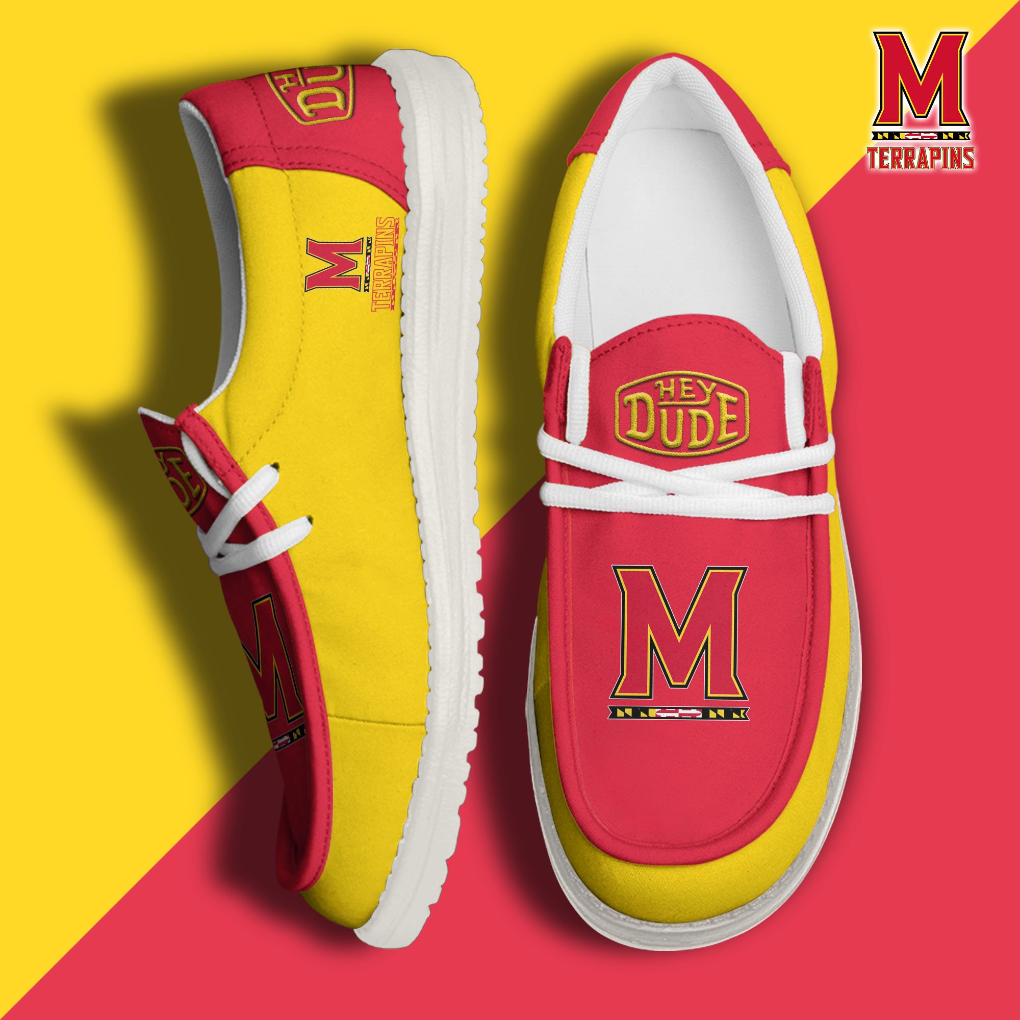 Maryland Terrapins Football Hey Dude Canvas Loafer Shoes, Sport Shoes For Fan, Fan Gifts EHIVM-60959