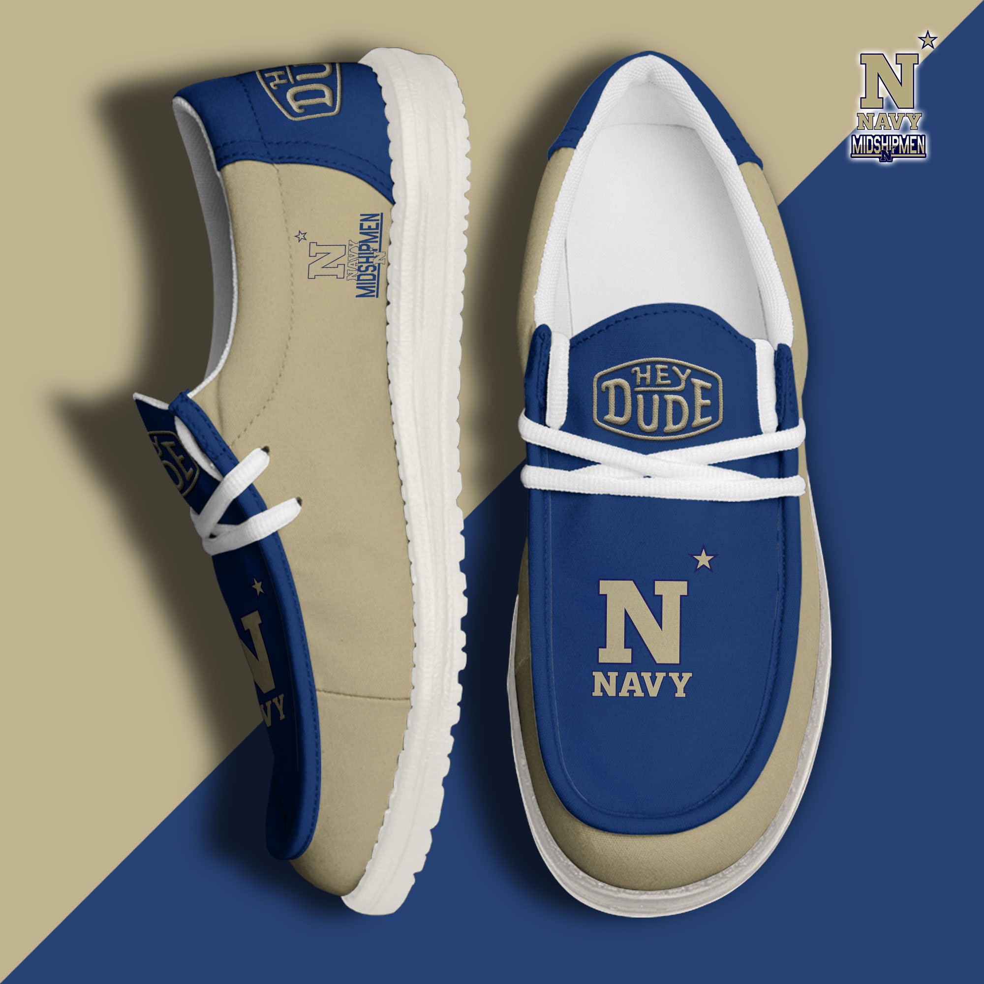 Navy Midshipmen Football Hey Dude Canvas Loafer Shoes, Sport Shoes For Fan, Fan Gifts EHIVM-60959