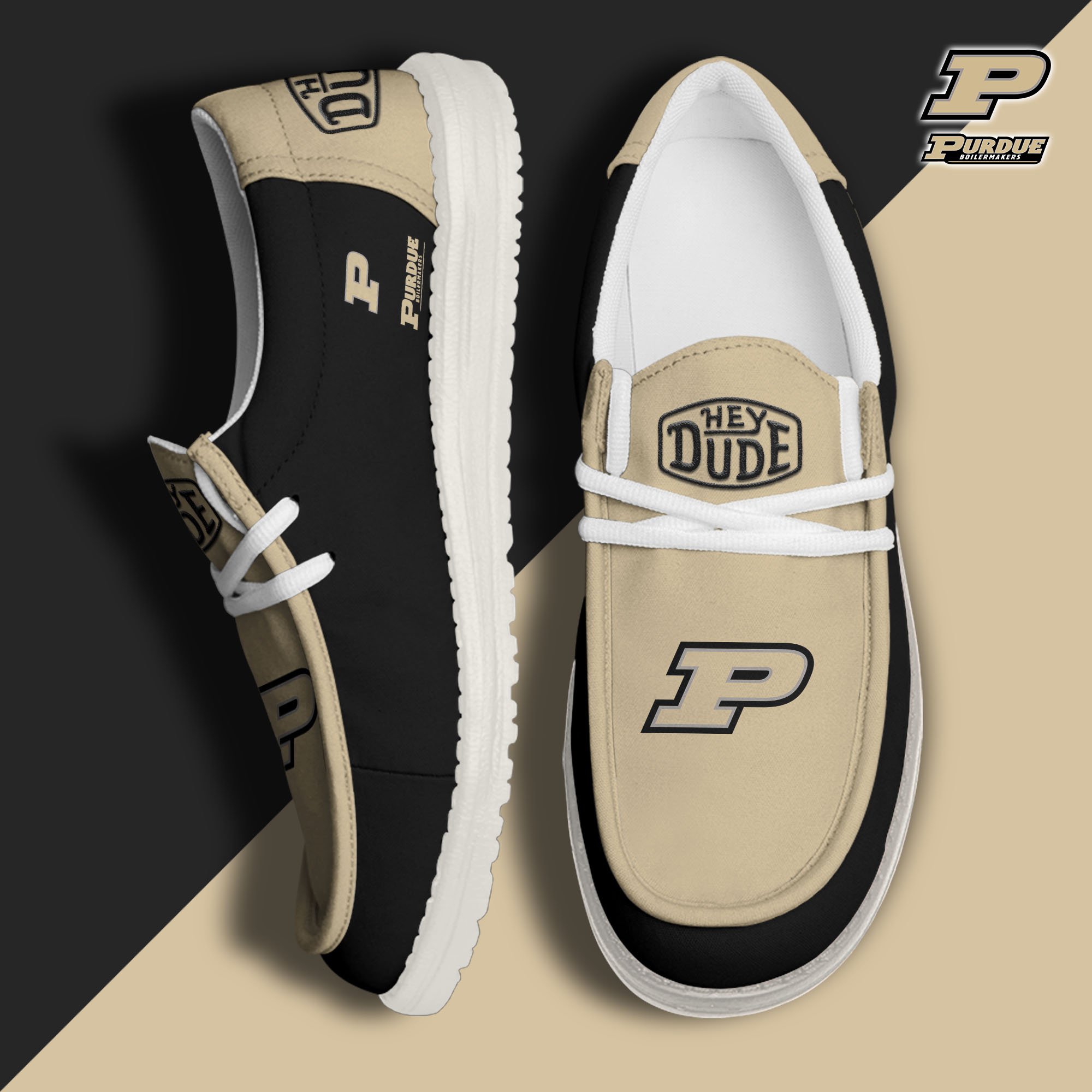 Purdue Boilermakers Football Hey Dude Canvas Loafer Shoes, Sport Shoes For Fan, Fan Gifts EHIVM-60959