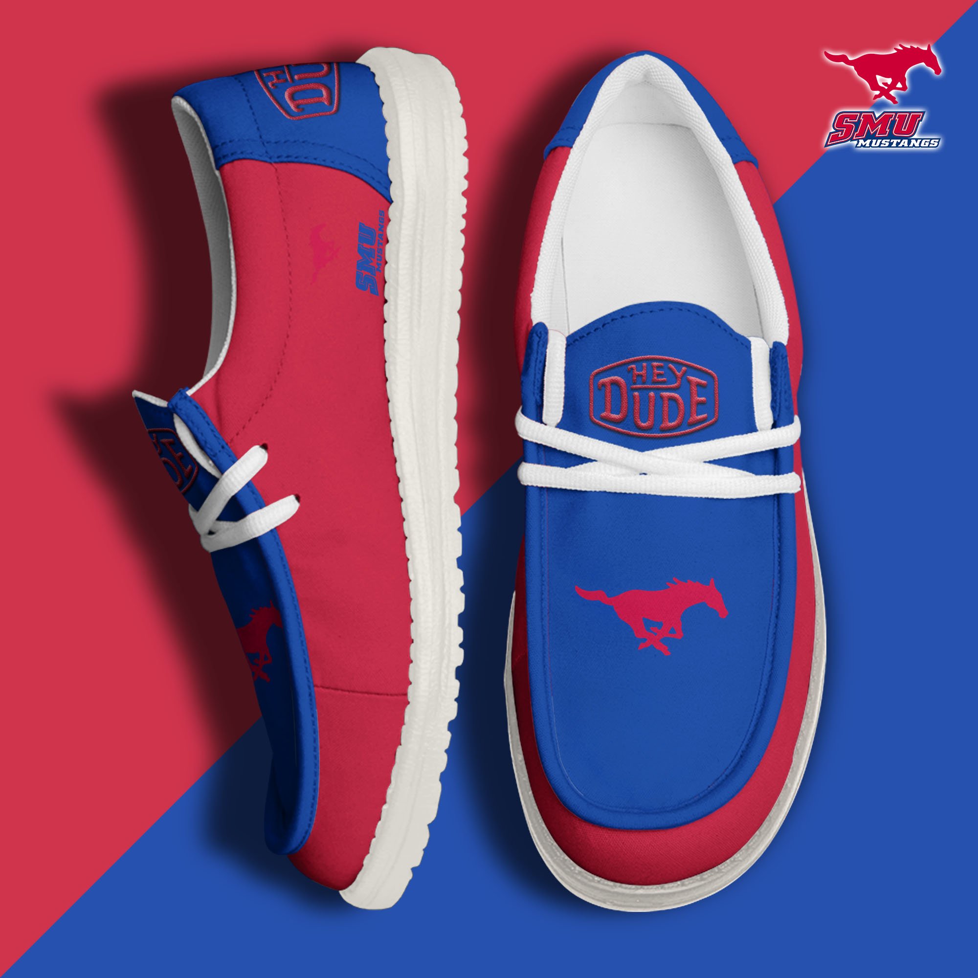 SMU Mustangs Football Hey Dude Canvas Loafer Shoes, Sport Shoes For Fan, Fan Gifts EHIVM-60959