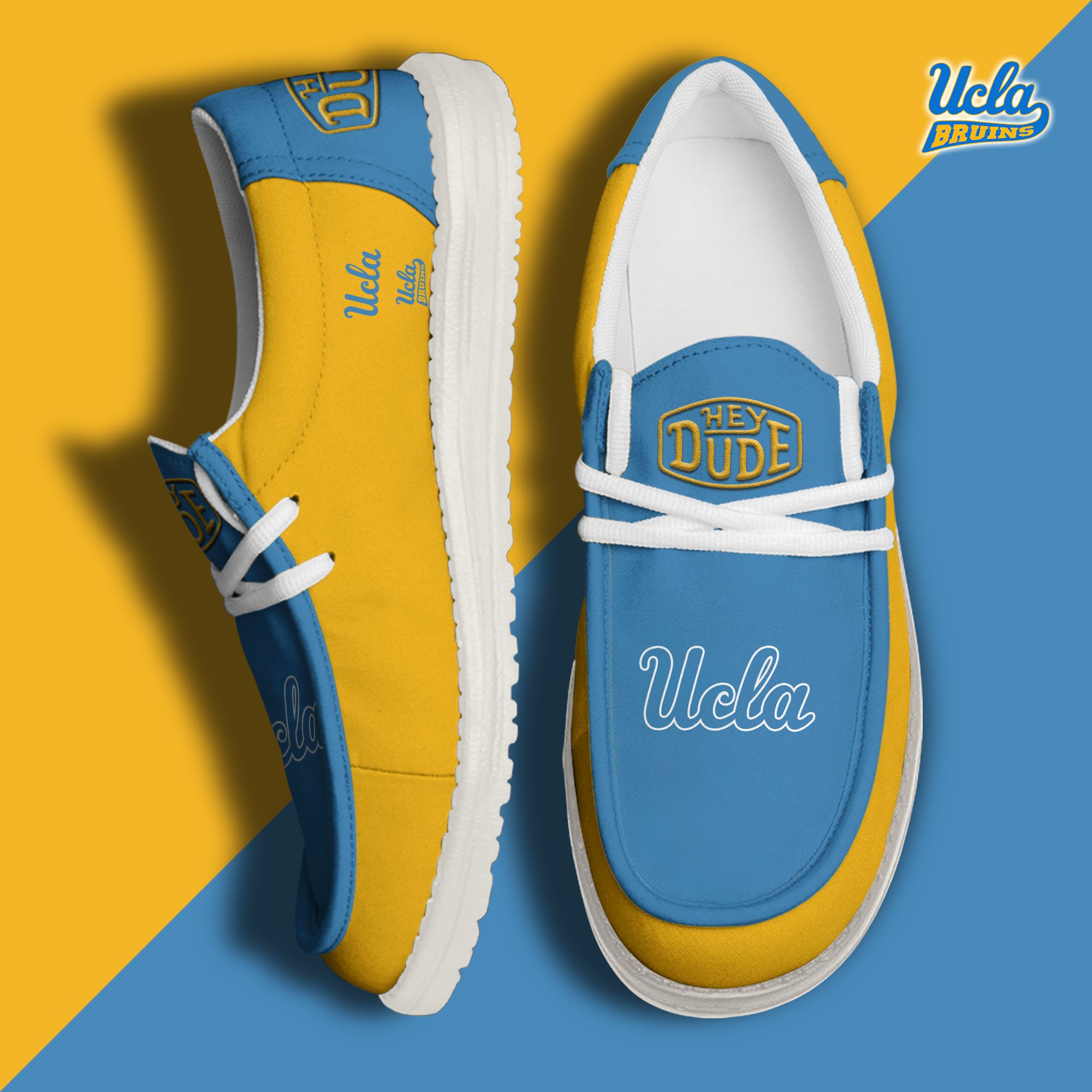 UCLA Bruins Football Hey Dude Canvas Loafer Shoes, Sport Shoes For Fan, Fan Gifts EHIVM-60959