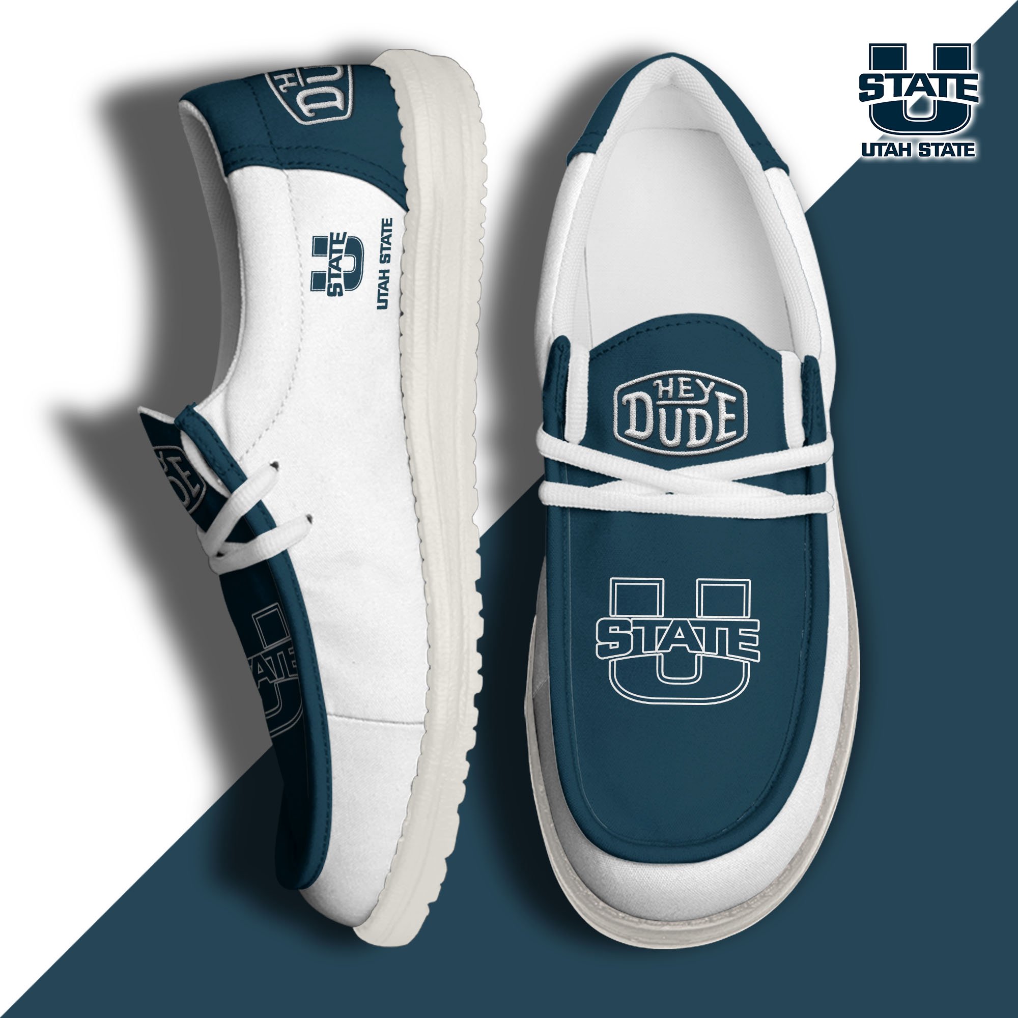 Utah State Aggies Football Hey Dude Canvas Loafer Shoes, Sport Shoes For Fan, Fan Gifts EHIVM-60959