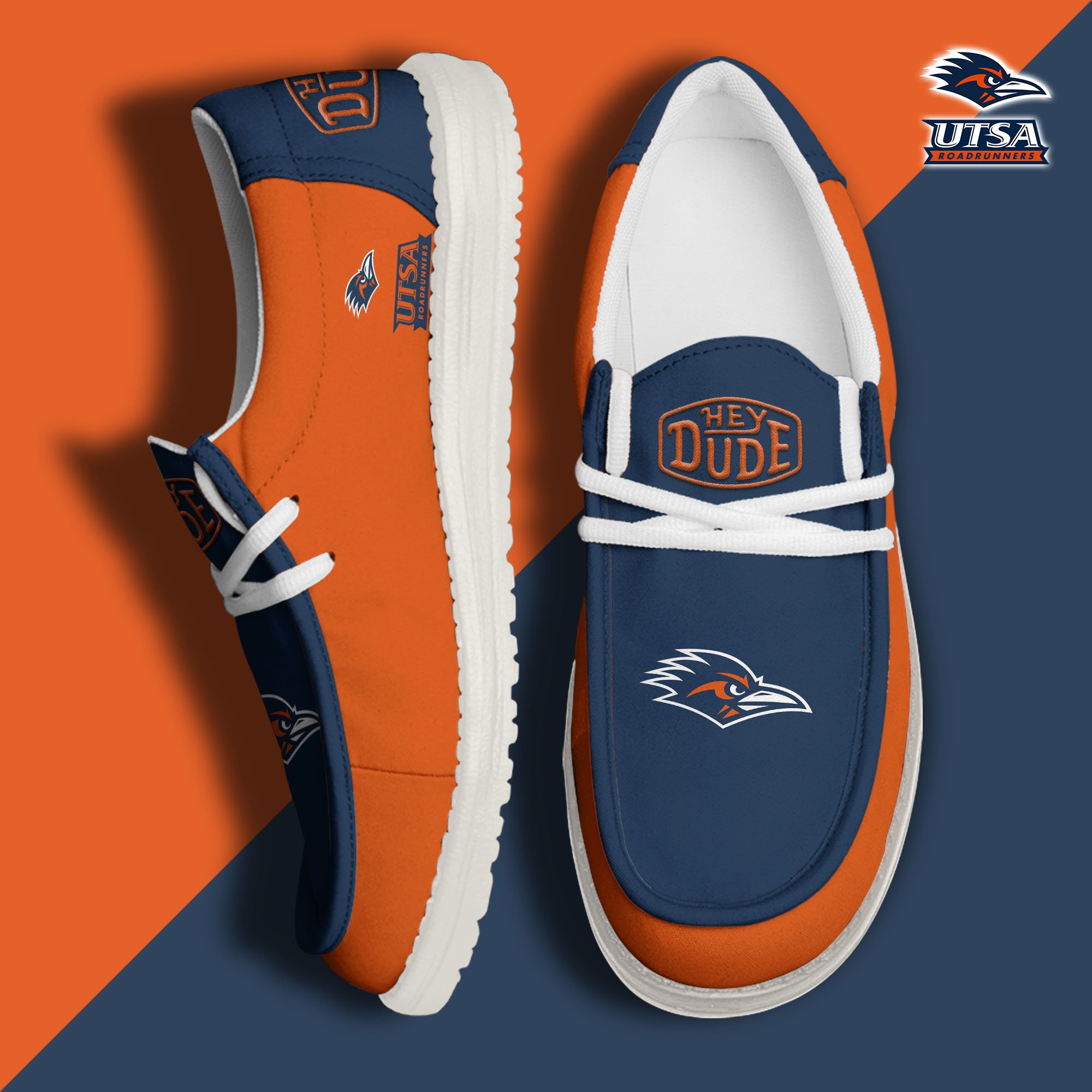 UTSA Roadrunners Football Hey Dude Canvas Loafer Shoes, Sport Shoes For Fan, Fan Gifts EHIVM-60959