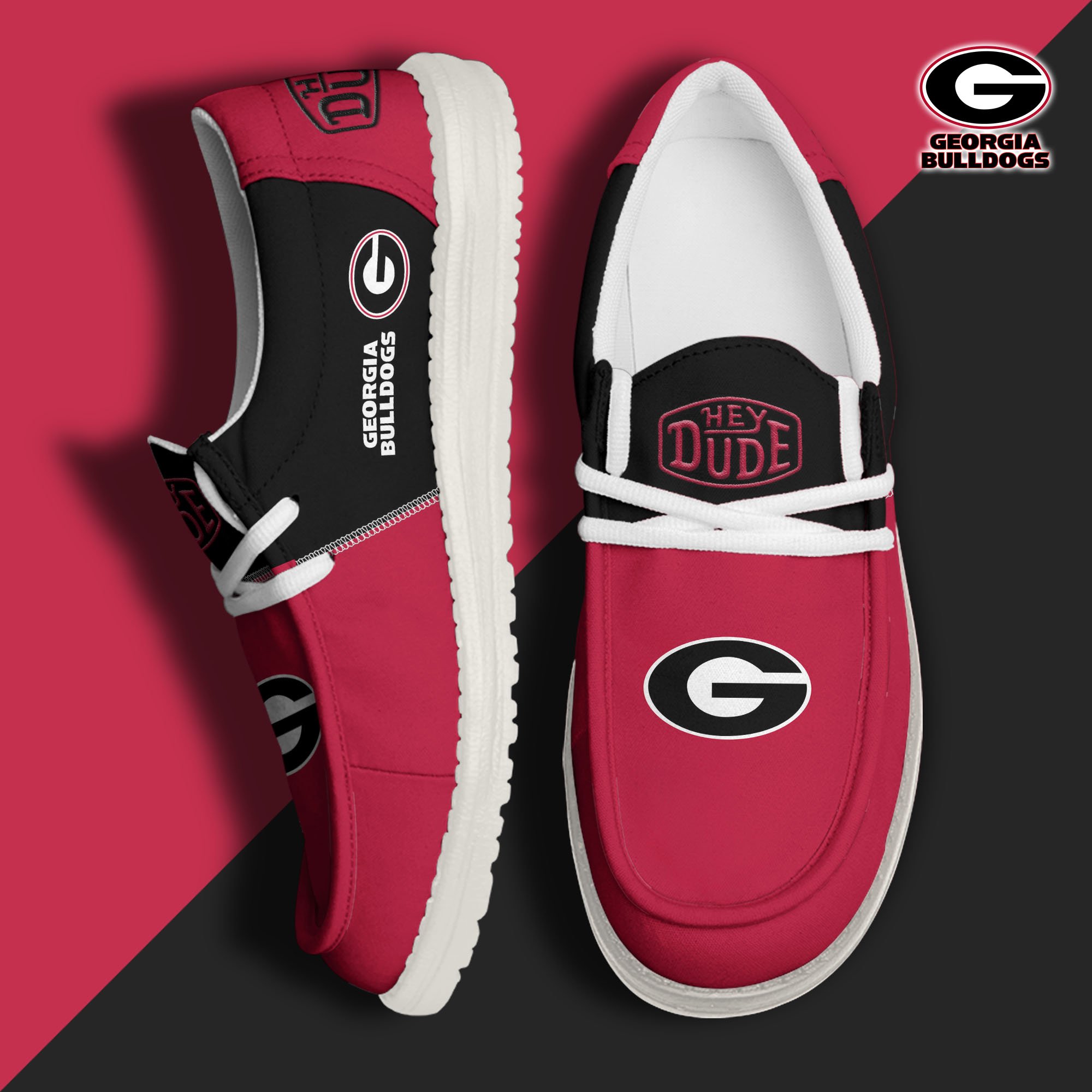 Georgia Bulldogs Football Hey Dude Canvas Loafer Shoes Custom Your Name, Sport Shoes For Fan, Fan Gifts  EHIVM-60966