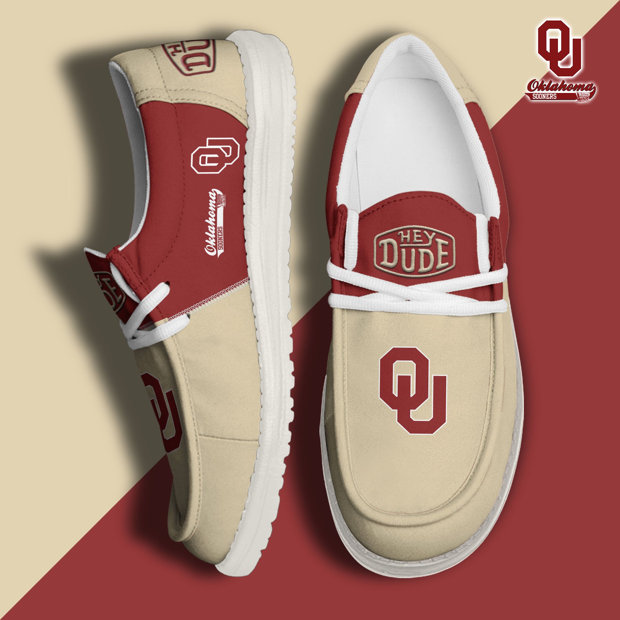 Oklahoma Sooners Football Hey Dude Canvas Loafer Shoes Custom Your Name, Sport Shoes For Fan, Fan Gifts EHIVM-60966