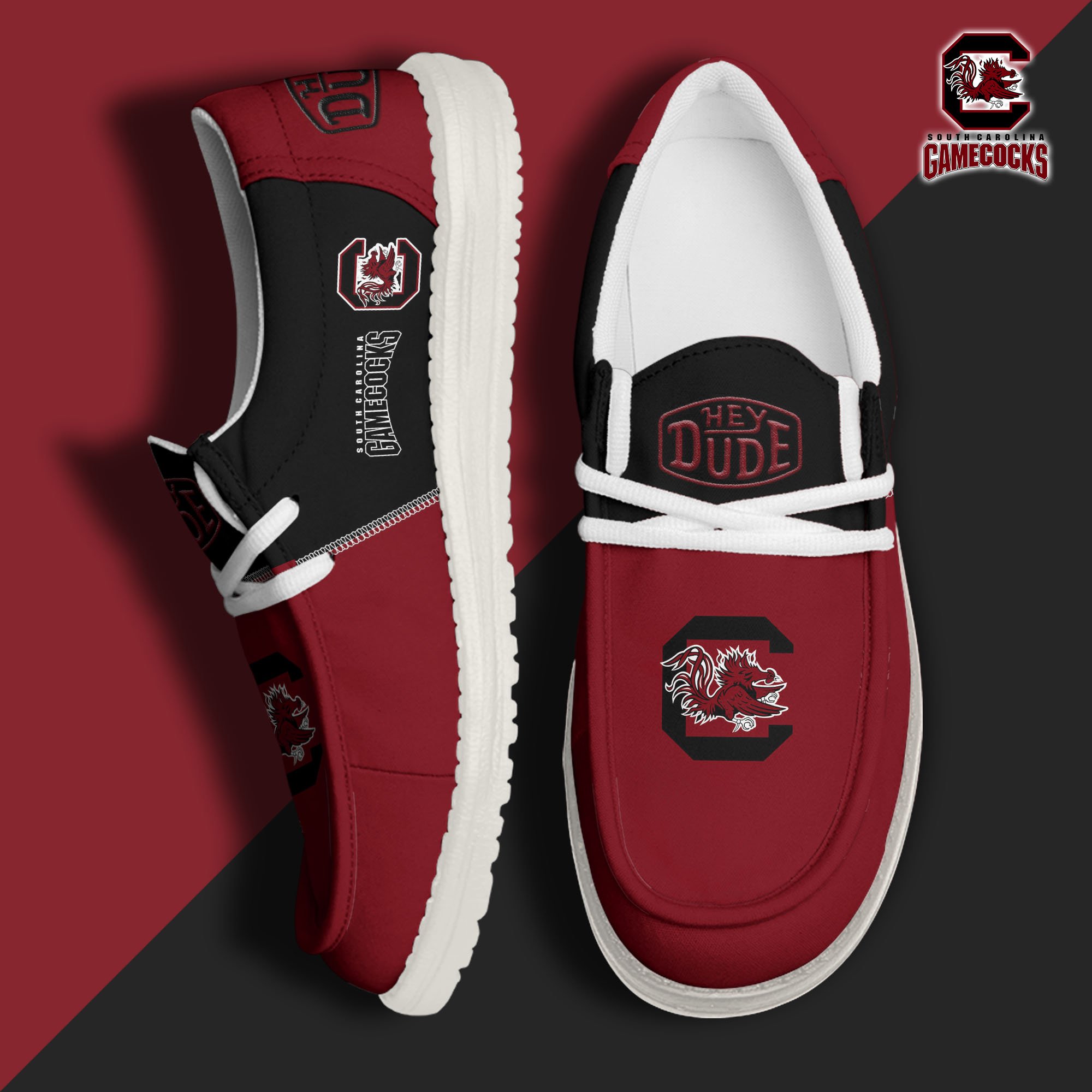 South Carolina Gamecocks Football Hey Dude Canvas Loafer Shoes Custom Your Name, Sport Shoes For Fan, Fan Gifts EHIVM-60966