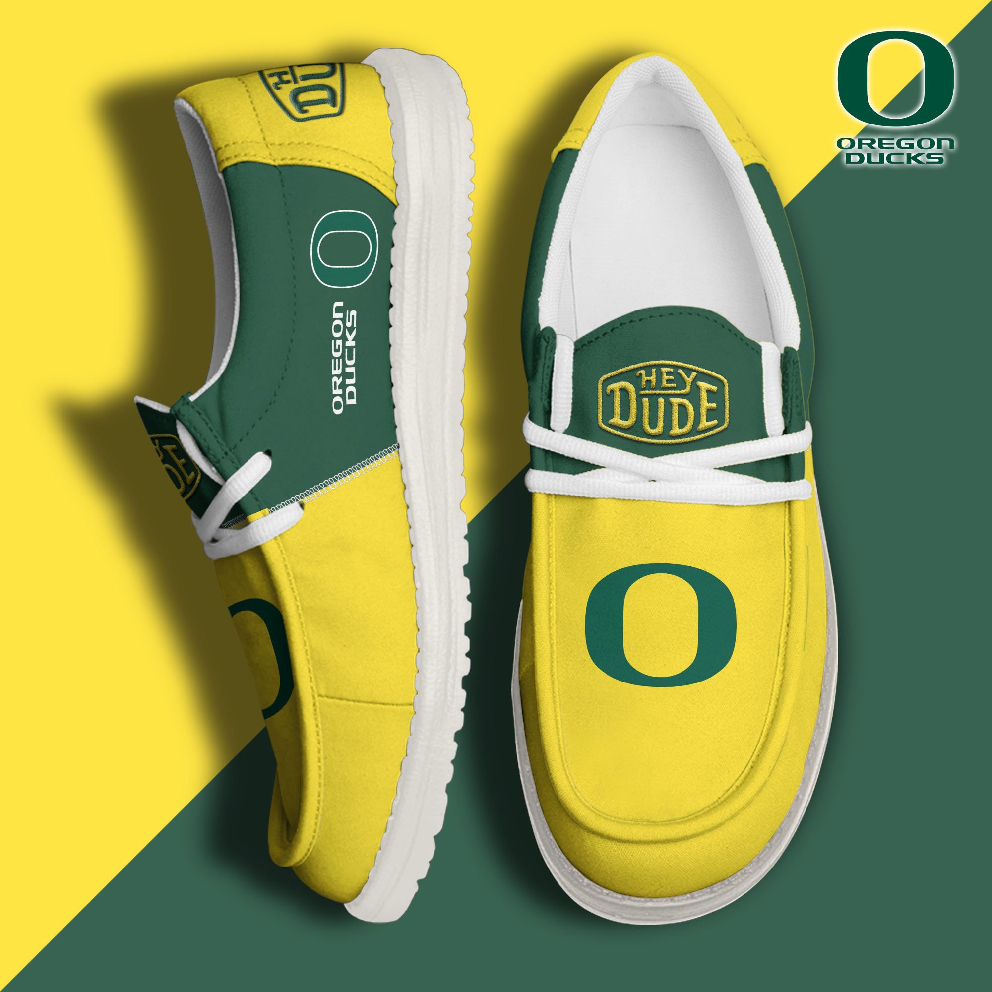 Oregon Ducks Football Hey Dude Canvas Loafer Shoes Custom Your Name, Sport Shoes For Fan, Fan Gifts EHIVM-60966