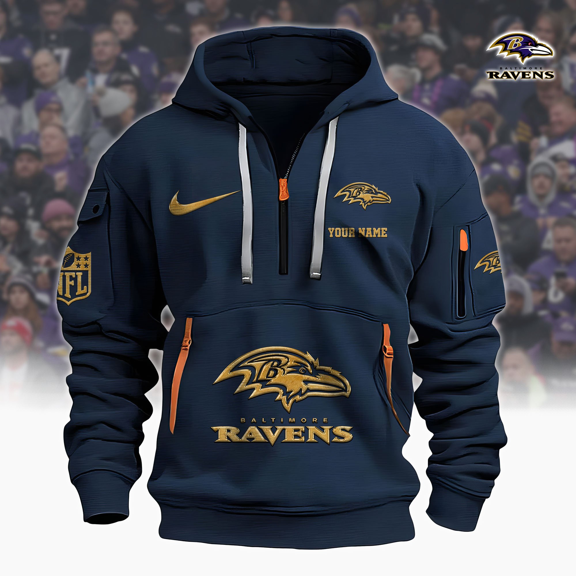 Baltimore Ravens Hoodie Shirt Custom Your Name, Sport Hoodie Shirt, FootBall Fan Gifts EHIVM-61078