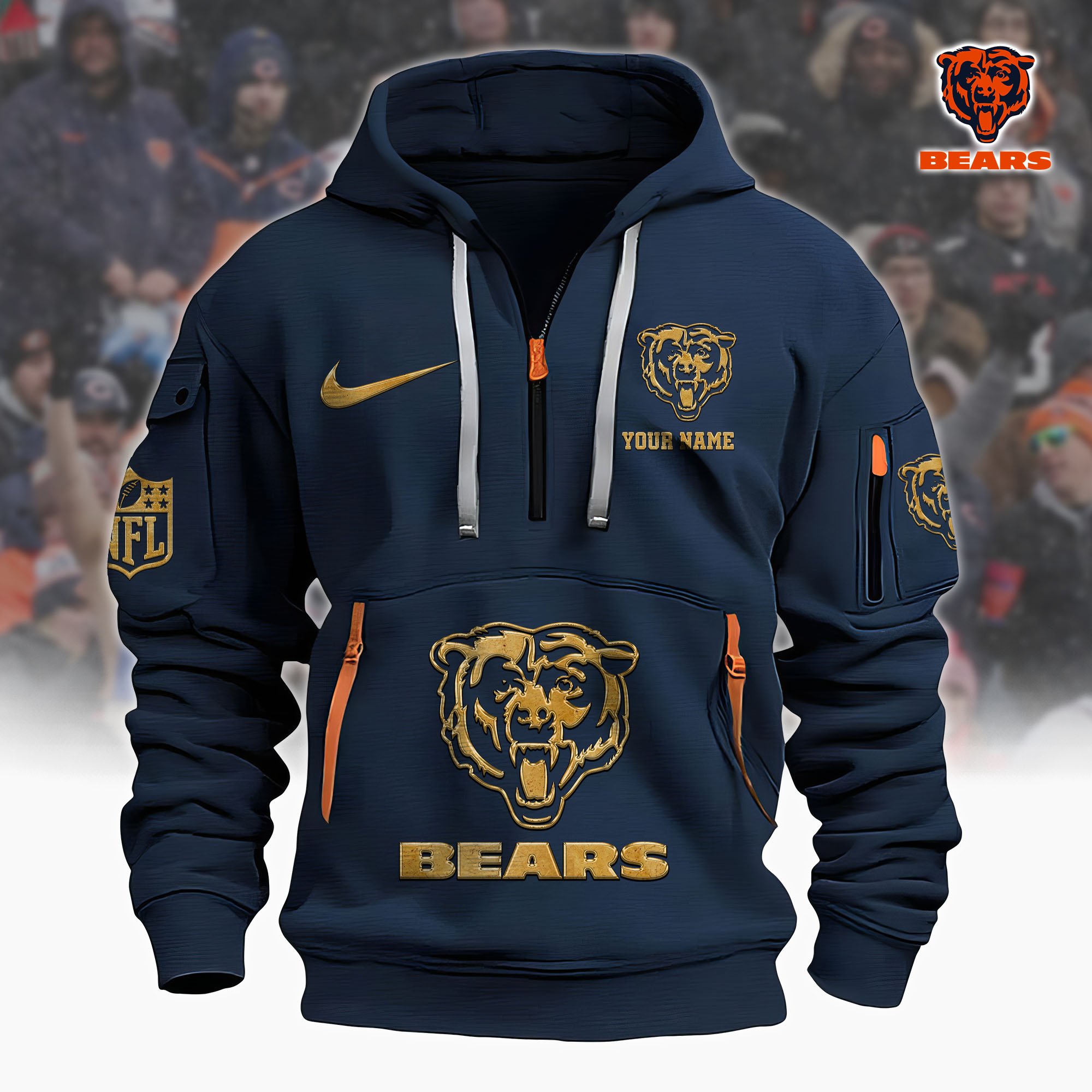 Chicago Bears Hoodie Shirt Custom Your Name, Sport Hoodie Shirt, FootBall Fan Gifts EHIVM-61078