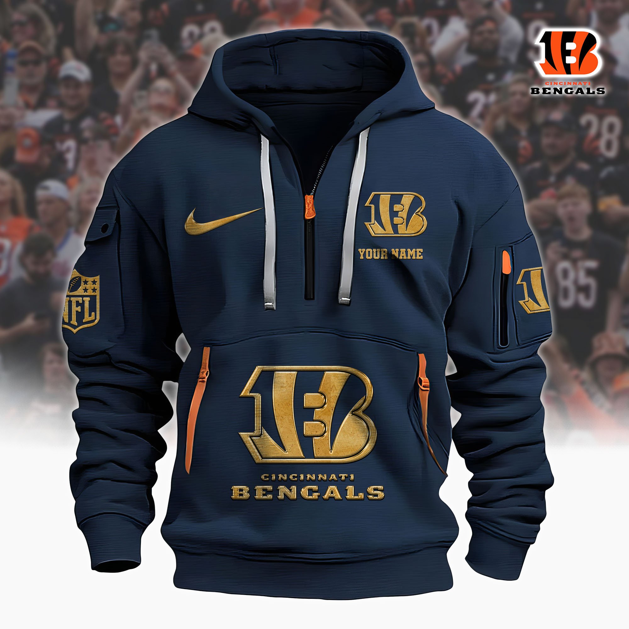 Cincinnati Bengals Hoodie Shirt Custom Your Name, Sport Hoodie Shirt, FootBall Fan Gifts EHIVM-61078