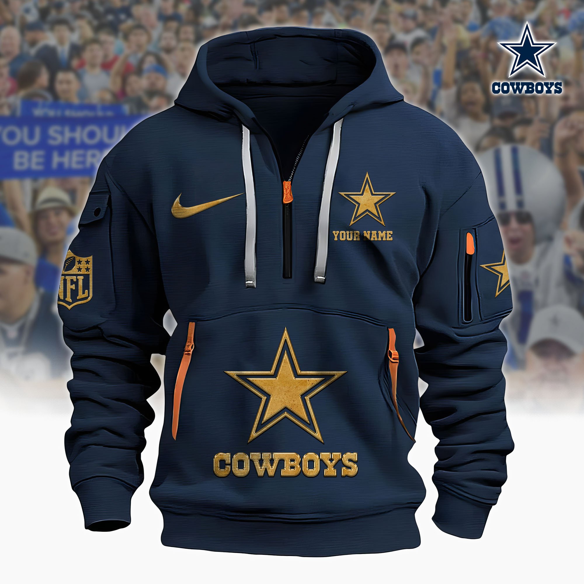 Dallas Cowboys Hoodie Shirt Custom Your Name, Sport Hoodie Shirt, FootBall Fan Gifts EHIVM-61078