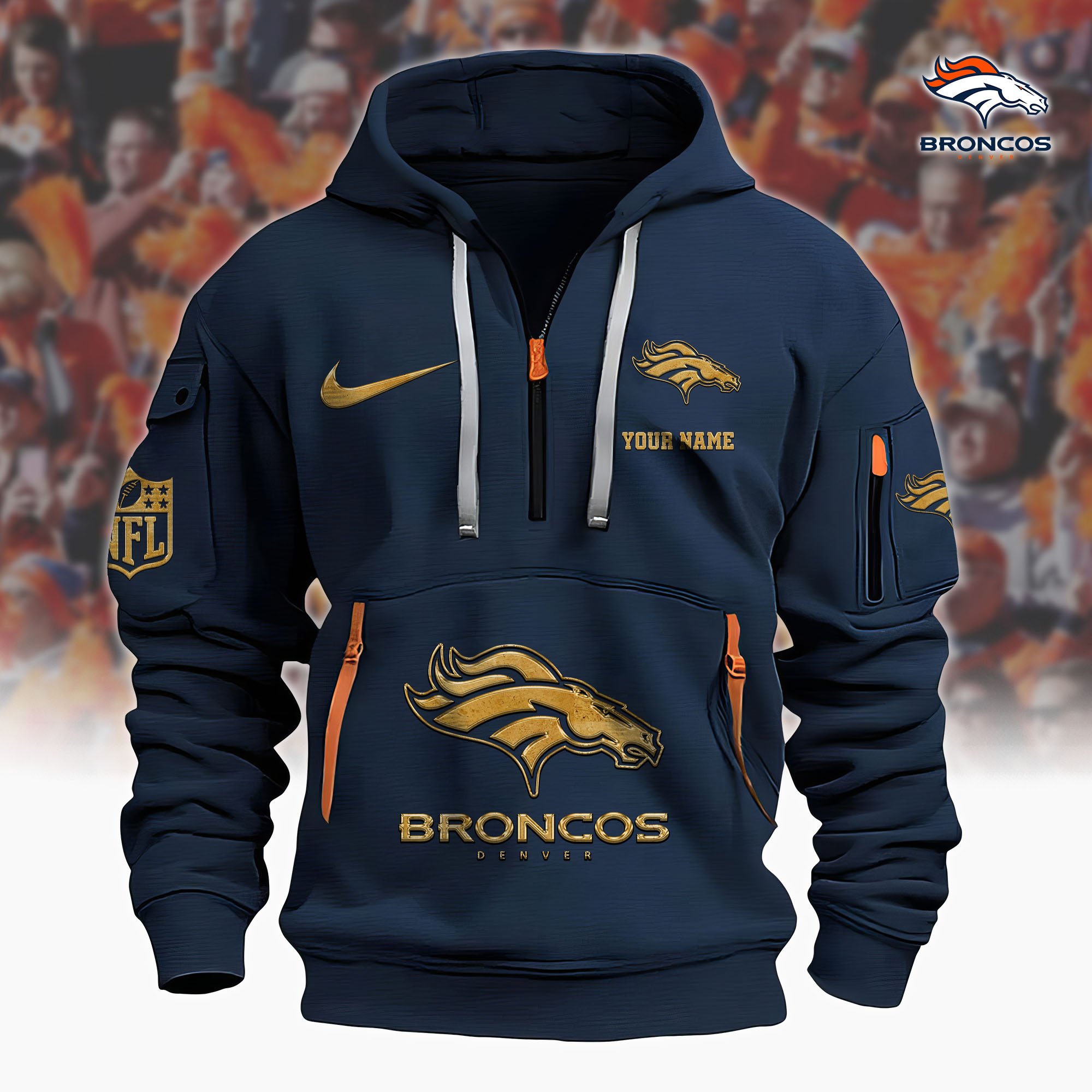 Denver Broncos Hoodie Shirt Custom Your Name, Sport Hoodie Shirt, FootBall Fan Gifts EHIVM-61078