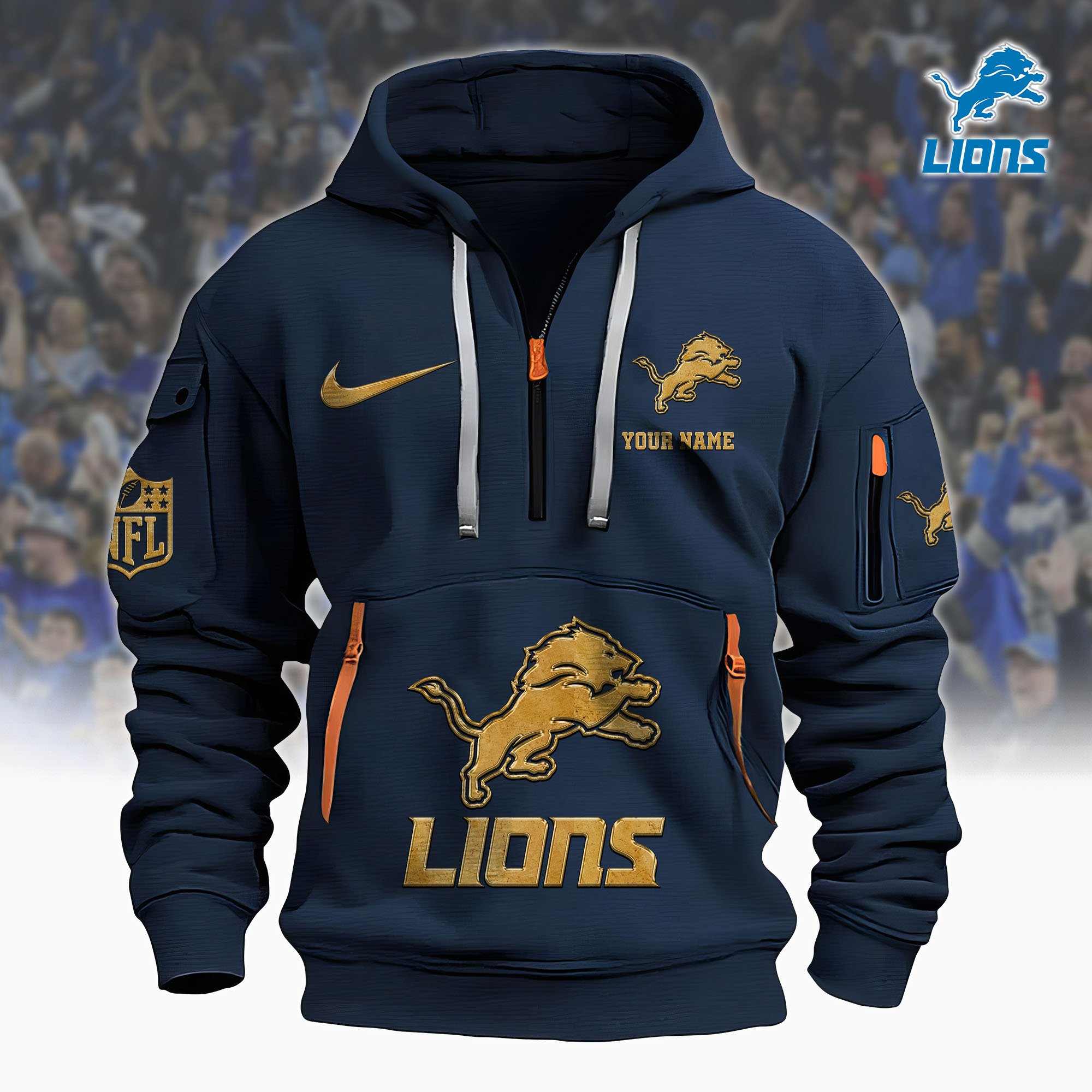 Detroit Lions Hoodie Shirt Custom Your Name, Sport Hoodie Shirt, FootBall Fan Gifts EHIVM-61078