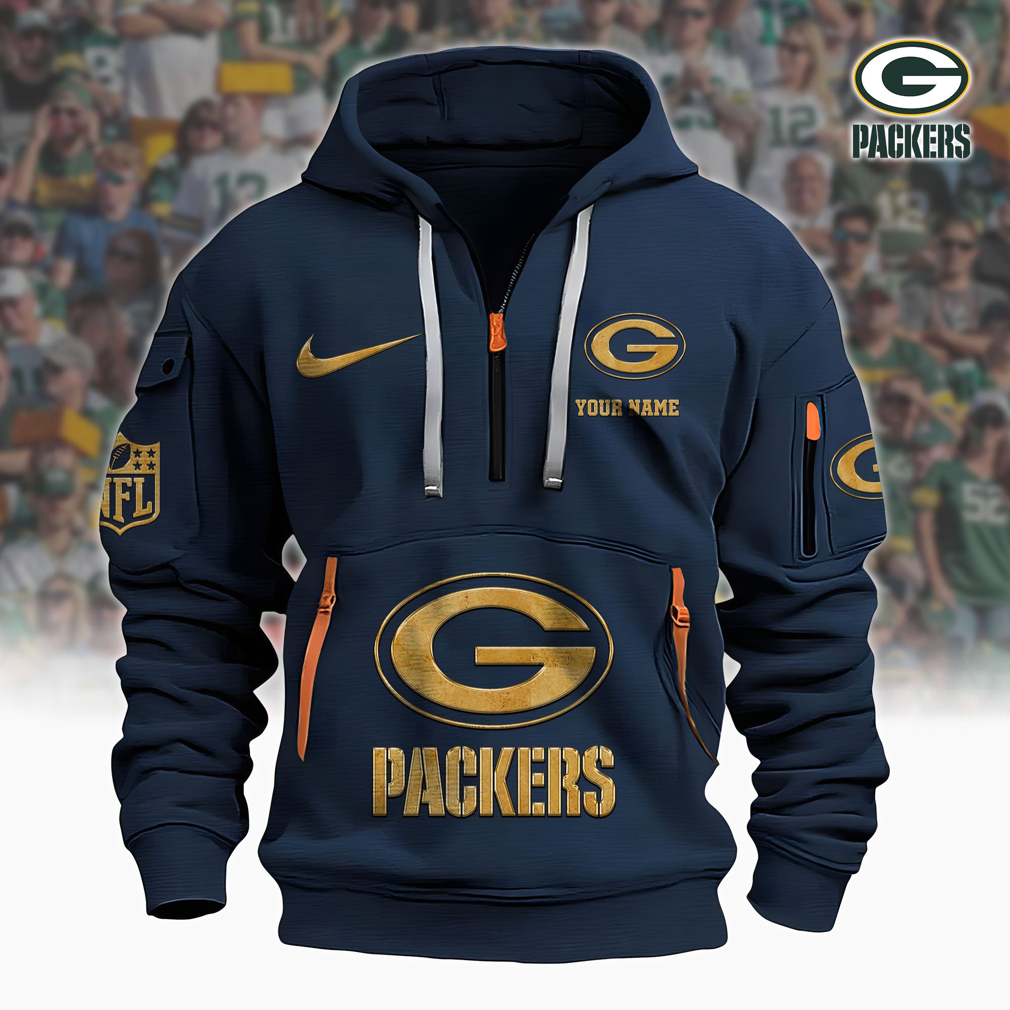 Green Bay Packers Hoodie Shirt Custom Your Name, Sport Hoodie Shirt, FootBall Fan Gifts EHIVM-61078