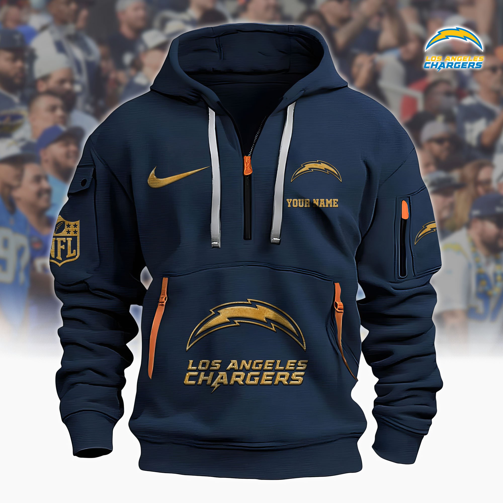 Los Angeles Chargers Hoodie Shirt Custom Your Name, Sport Hoodie Shirt, FootBall Fan Gifts EHIVM-61078