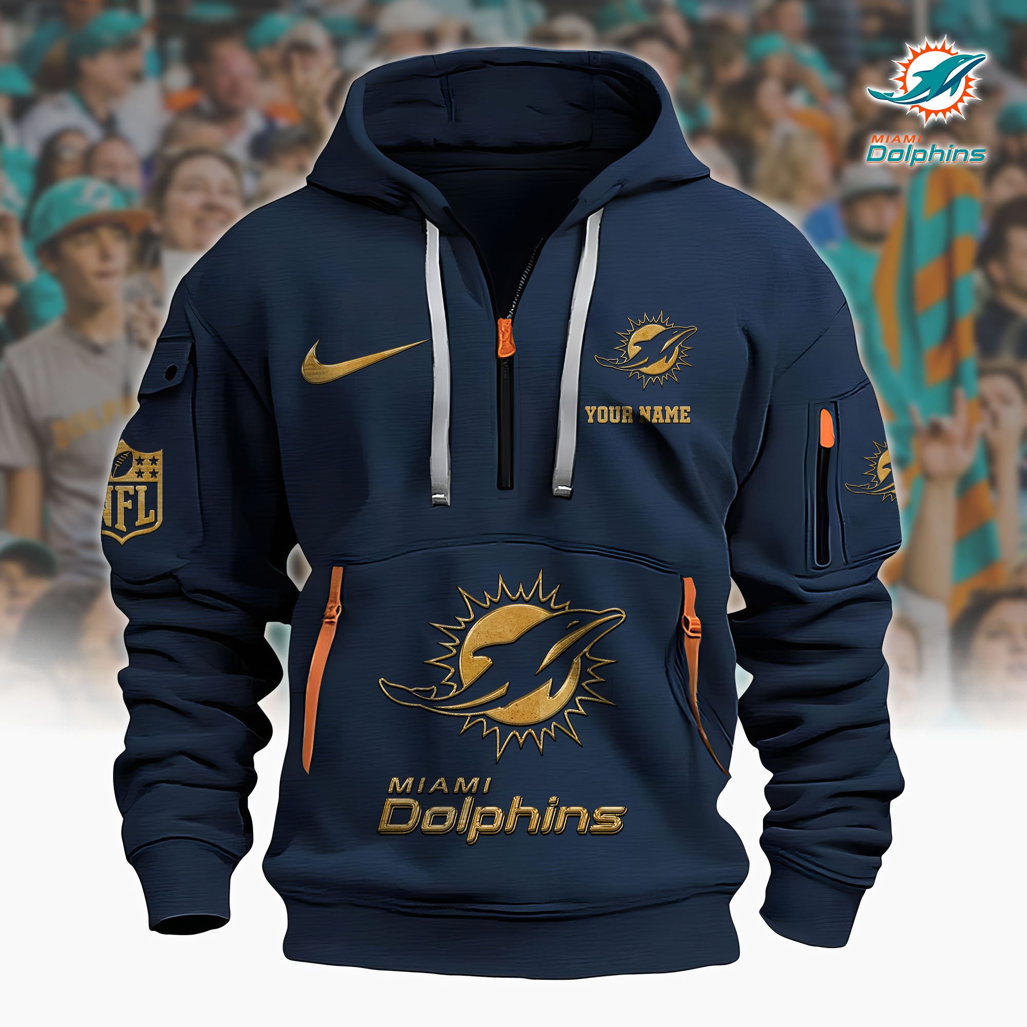 Miami Dolphins Hoodie Shirt Custom Your Name, Sport Hoodie Shirt, FootBall Fan Gifts EHIVM-61078