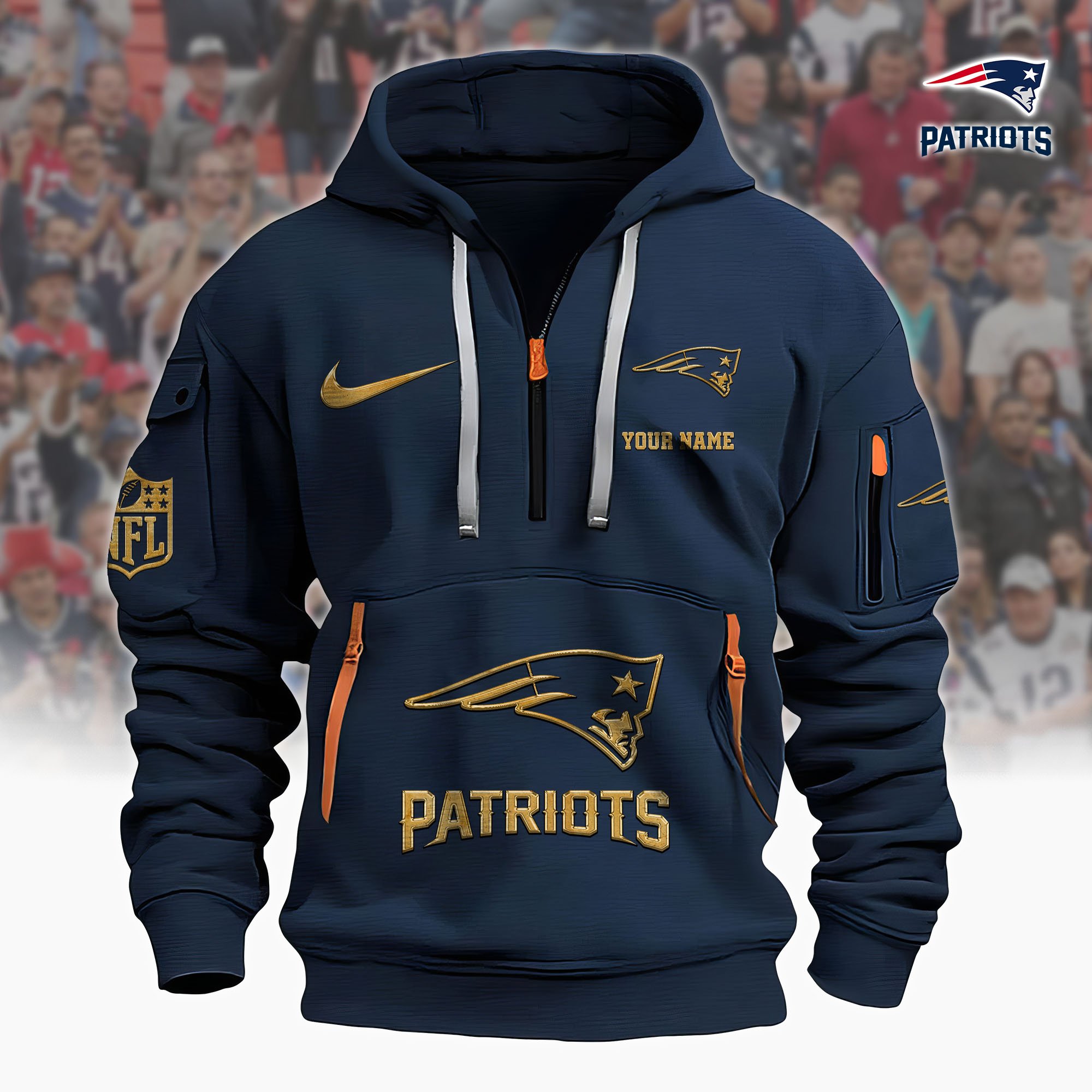 New England Patriots Hoodie Shirt Custom Your Name, Sport Hoodie Shirt, FootBall Fan Gifts EHIVM-61078