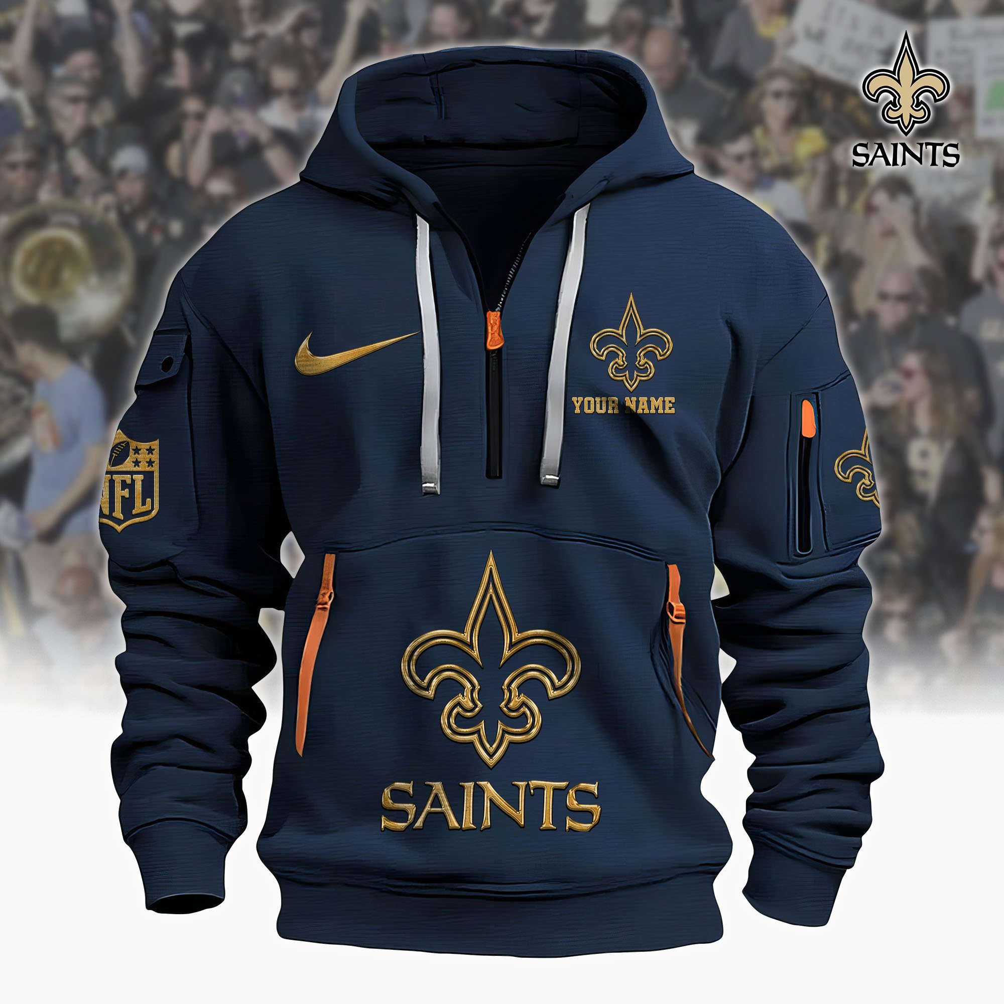 New Orleans Saints Hoodie Shirt Custom Your Name, Sport Hoodie Shirt, FootBall Fan Gifts EHIVM-61078