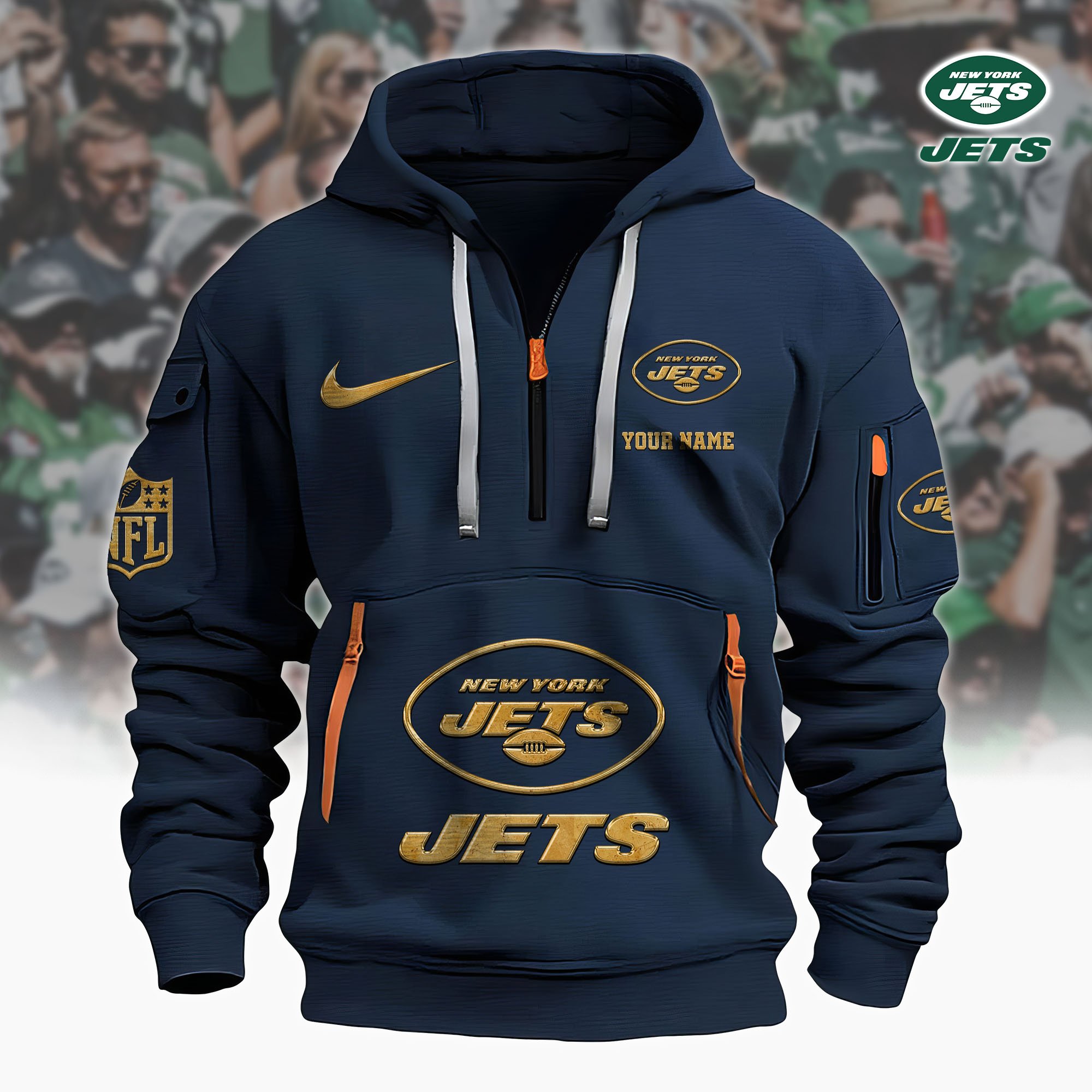 New York Jets Hoodie Shirt Custom Your Name, Sport Hoodie Shirt, FootBall Fan Gifts EHIVM-61078